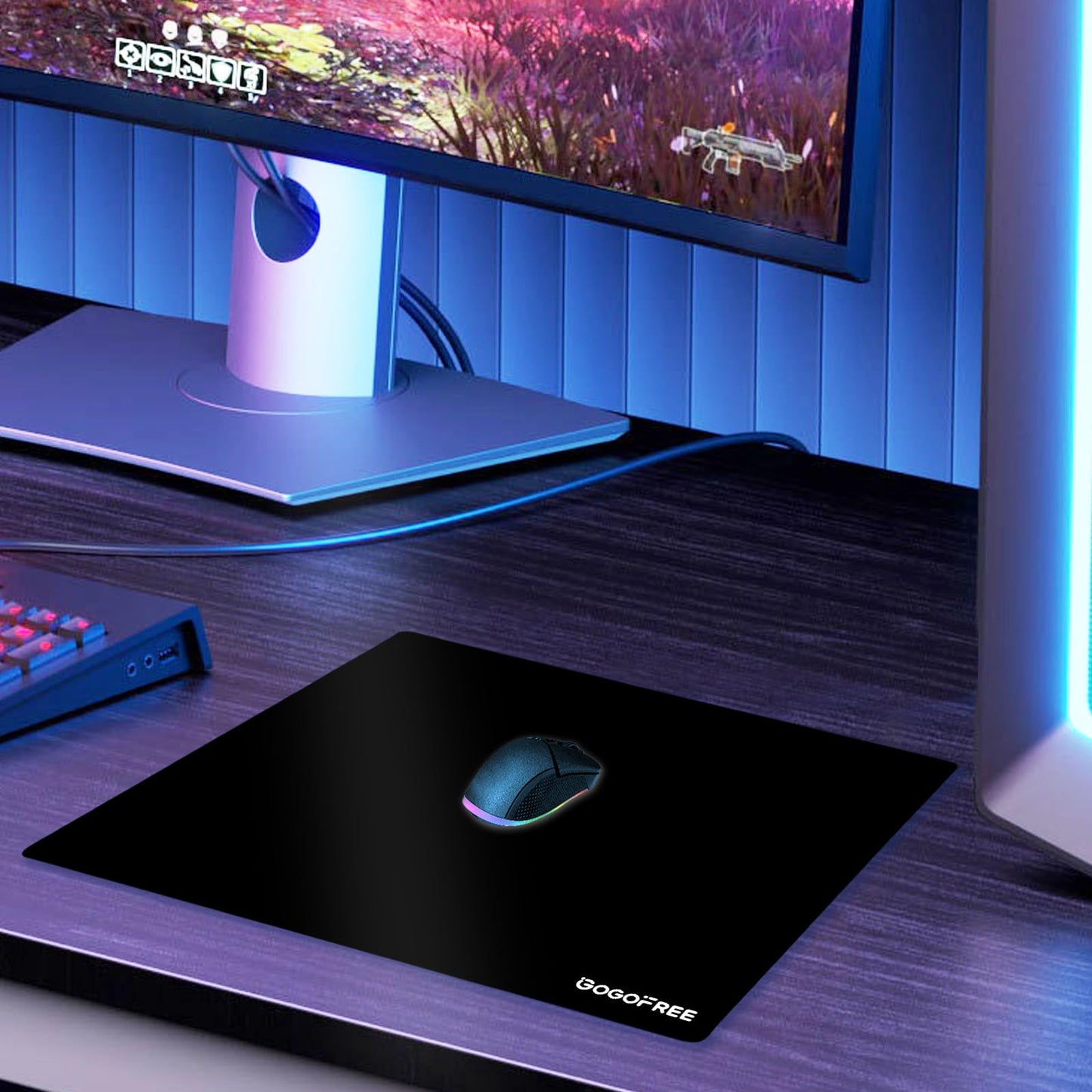 gogofree Glass Mousepad for Gaming, Ultra Smooth Mouse Mat with Hard Surface, Tempered Glass Mouse Pad Precision Speed Control for Games and Office (Black, 19.7" L x 15.7" W)