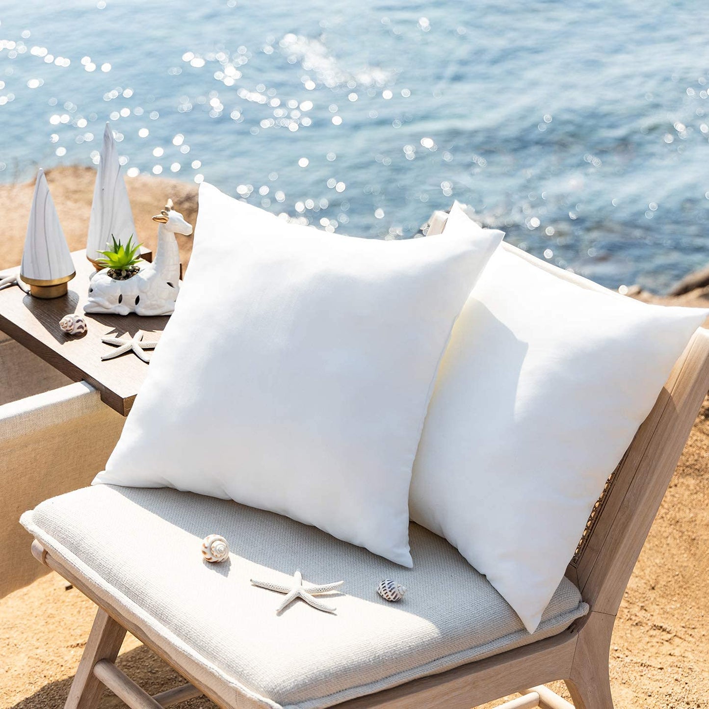 Phantoscope 20 x 20 Outdoor Pillow Inserts - Pack of 4 Outdoor Pillows Water Resistant Throw Pillow Inserts Hypoallergenic Square Decorative Couch Sham Cushion Stuffer - 20 Inches
