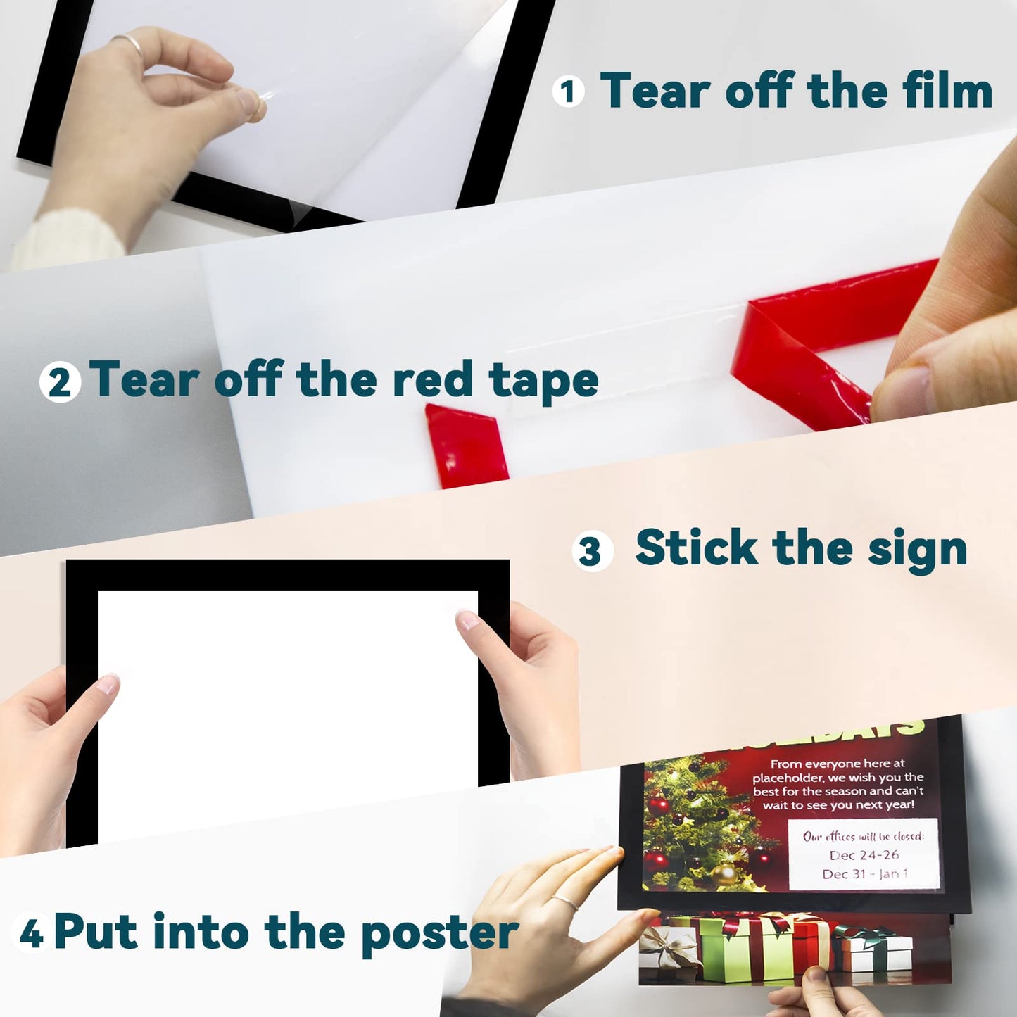 RÉΑLWÁY 8.5" x 11" Acrylic Sign Holder Wall Mount, Acrylic Wall Sign Holder With Tape,Clear Plexiglass Self-adhesive Plastic Display Frame, Door/Window Sign Holder 12 pack No Drilling