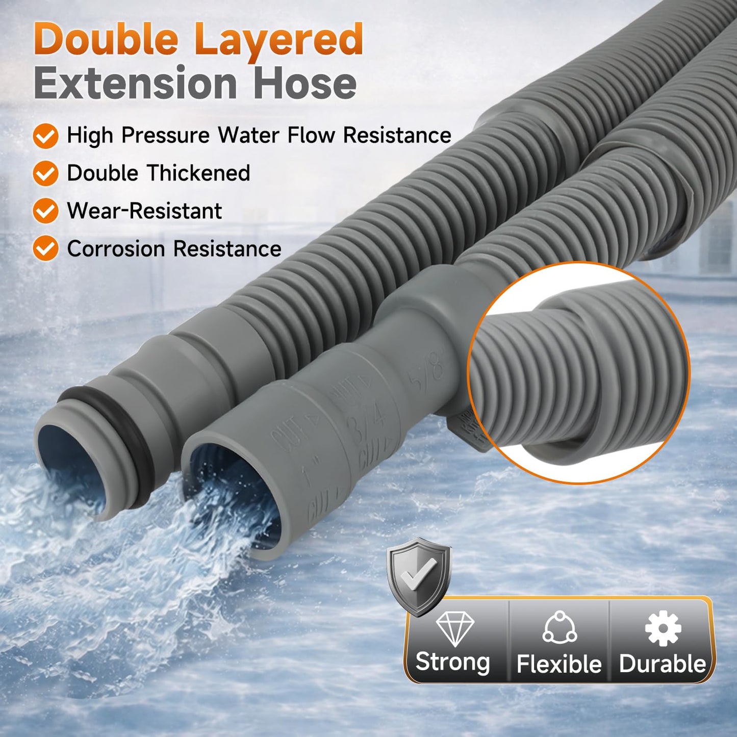 AIYOYOLIFE Dishwasher Drain Hose Extension with 2 Clamps Compatible with LG Quadwash Thinq LDT5665BD LDP6797BD LDF5545 LDTS5552S LDTS5552S LDNFC33LS Replace#: AEM74333104 AEM74333101