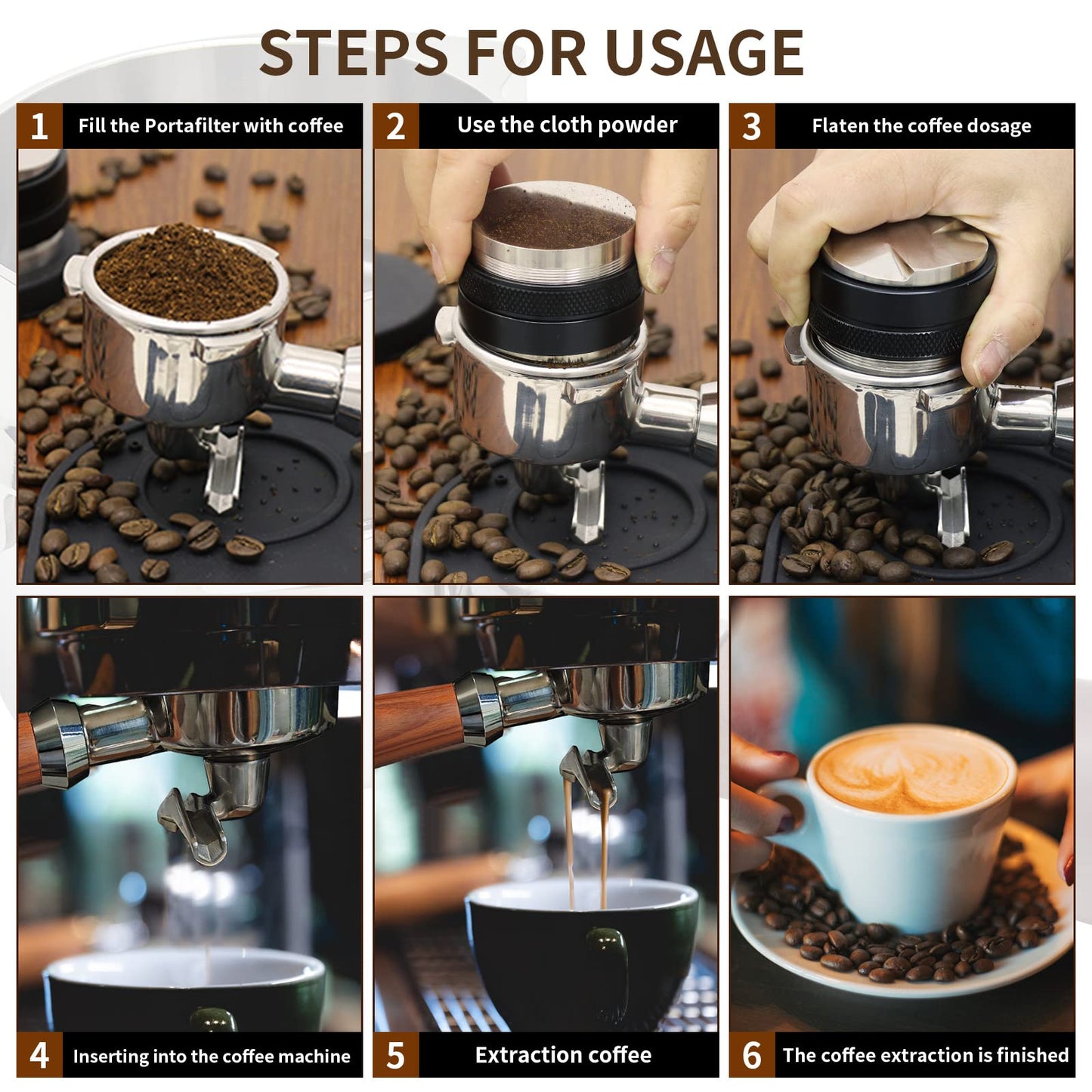 54mm Portafilter Compatible with Breville BES870/878/880/876 Series,Espresso Double Spouts Portafilter with 3 Ear & Stainless Steel Basket(Walnut)