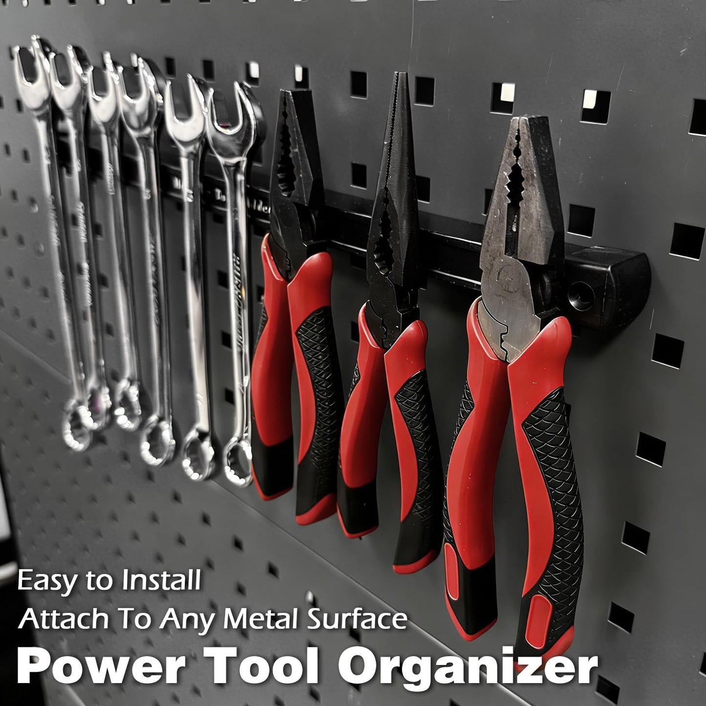 BEILITEMAG 17 Inch Double Sided Magnetic Tool Holder, Heavy Duty Wall Mount Bar with Extra Strong Magnets for Screwdrivers Wrenches Pliers, Magnetic Tool Strips for Garage Workshop or Jobsite (2 Pack)