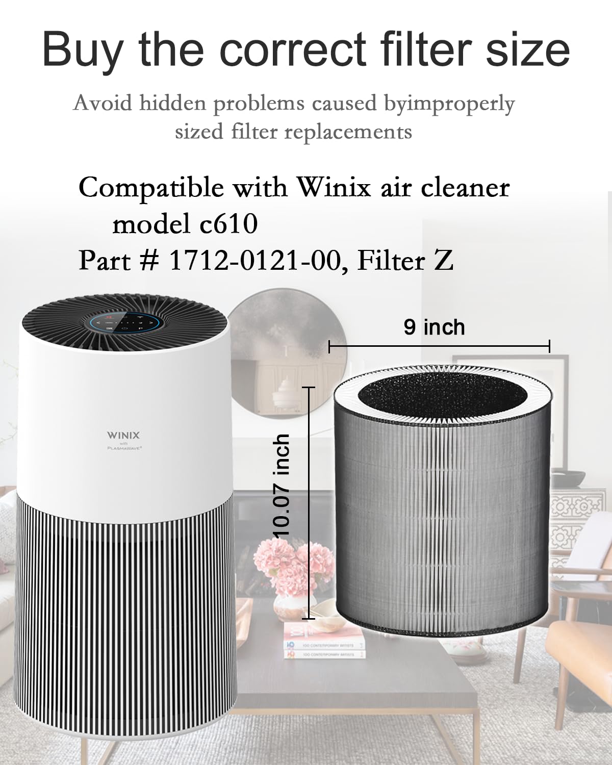 WOCASE 2 Pack C610 Replacement Filters Z, Compatible with Winix C610 Air Purifier, 1712-0121-00, Z Filter, 3-in-1 H13 Grade True HEPA Filter