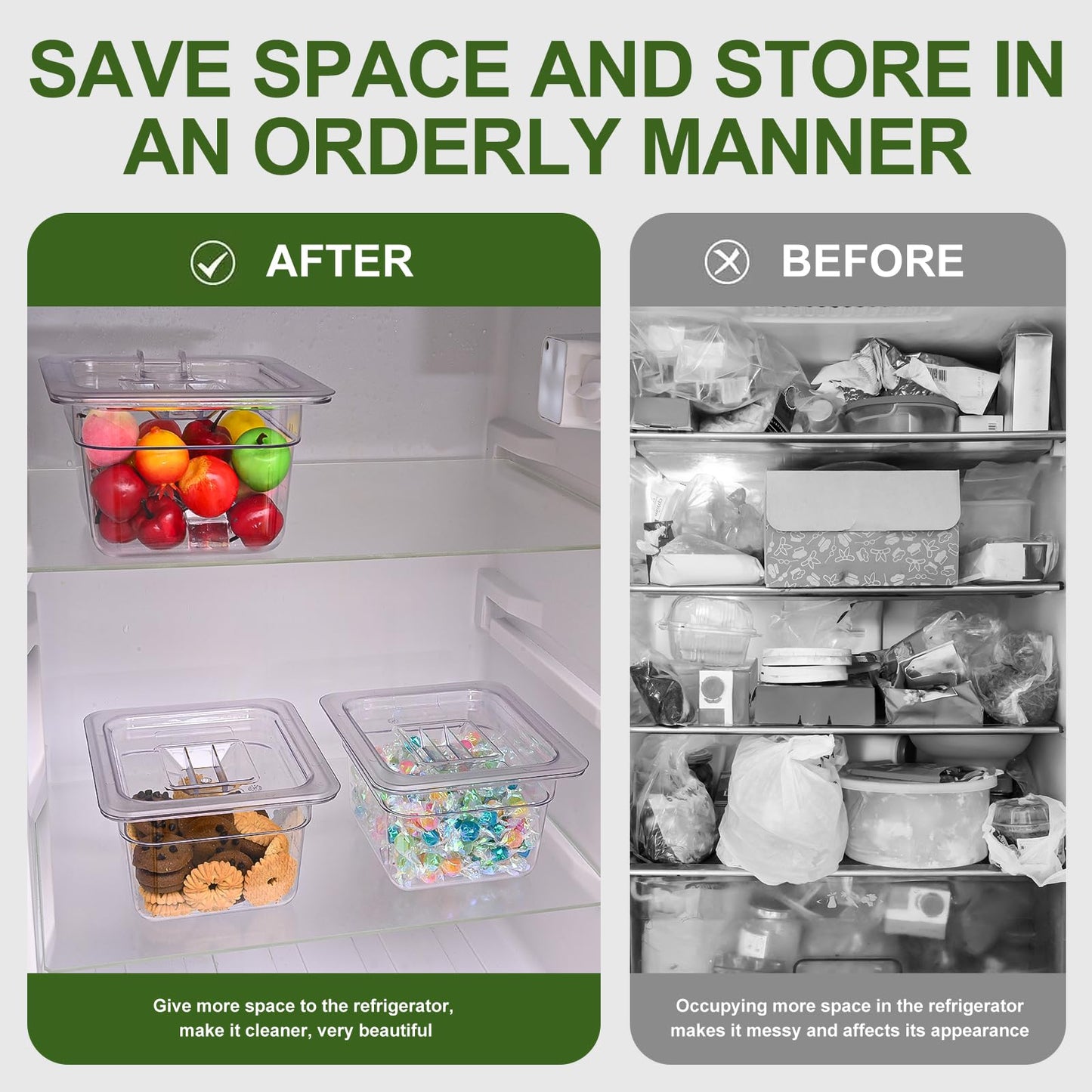 PYQTH 12 Pack Plastic Clear Food Pan with Lids, 1/6 Size 4'' Deep Commercial Stackable Polycarbonate Pans Hotel Food Storage Pan with 1 Pcs Spoon for Fruits Vegetables