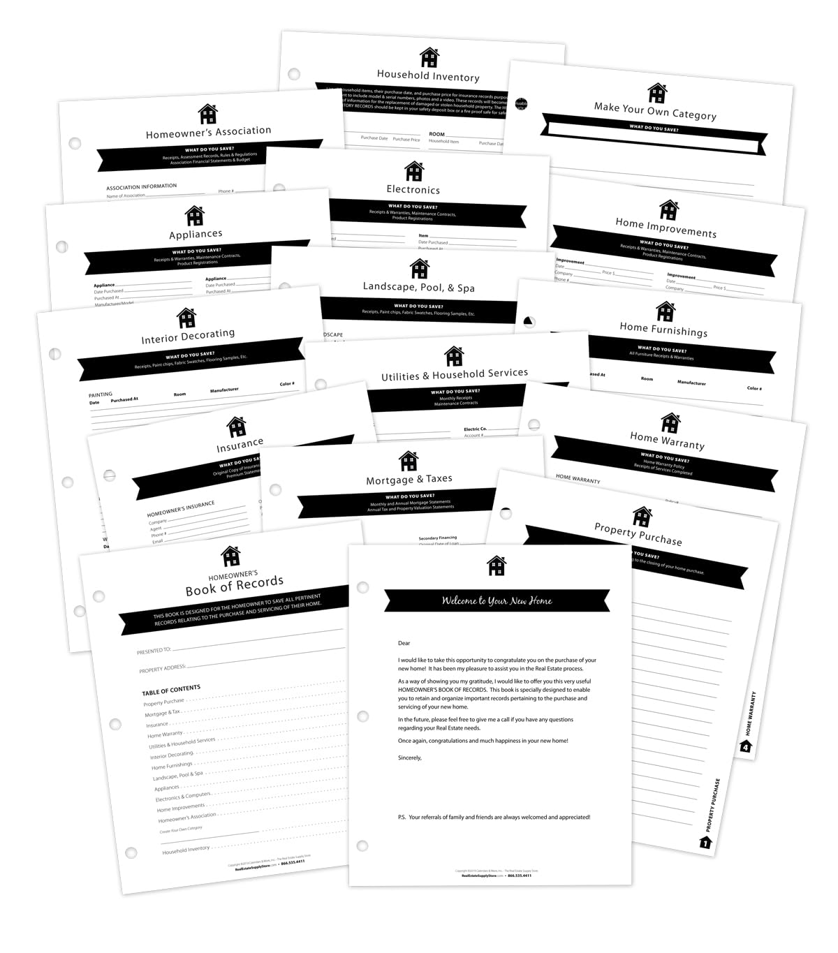 HannahDirect The Homeowner's Book of Records - Real Estate Agent Closing Gift (Black, Pack of 1)