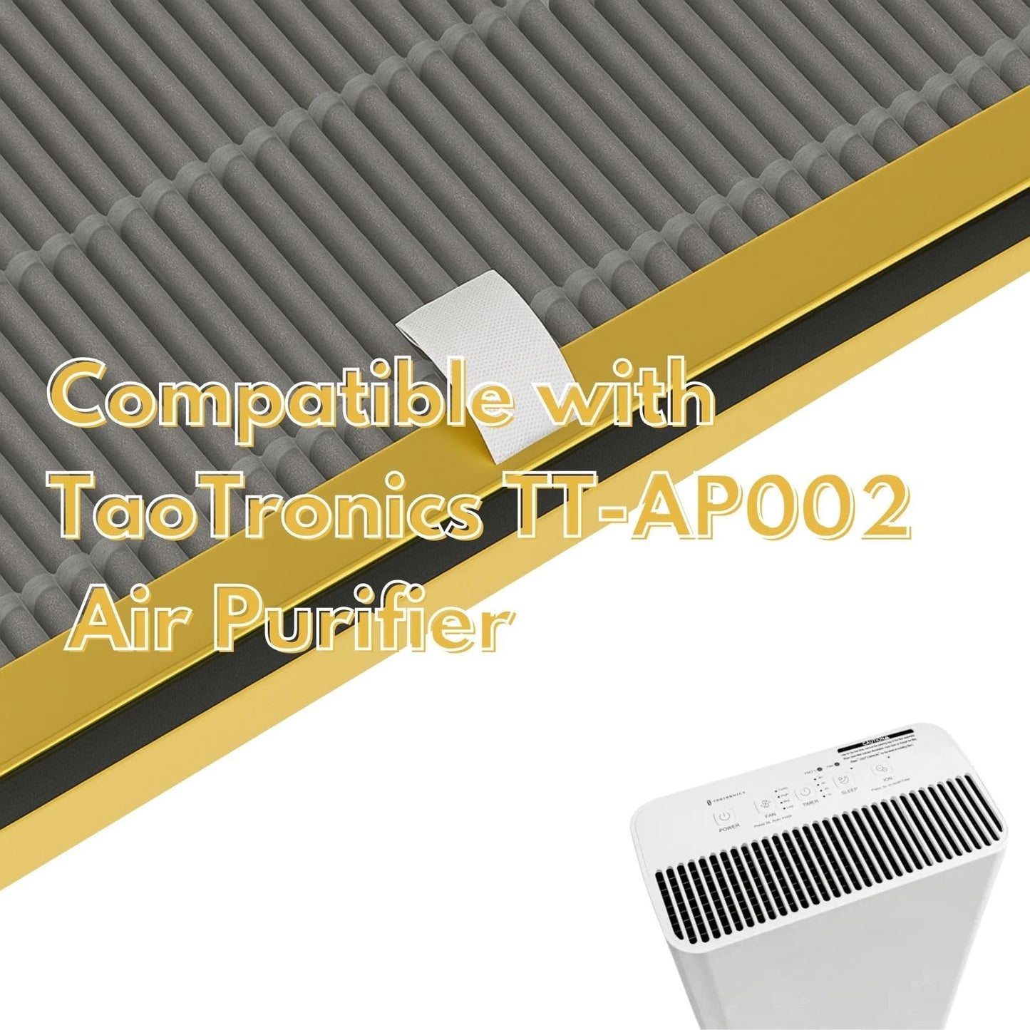 Nispira 2-Packs TT-AP002 True HEPA Replacement Filter Compatible with TaoTronics TT-AP002 Air Purifier Activated Carbon Removes Odor