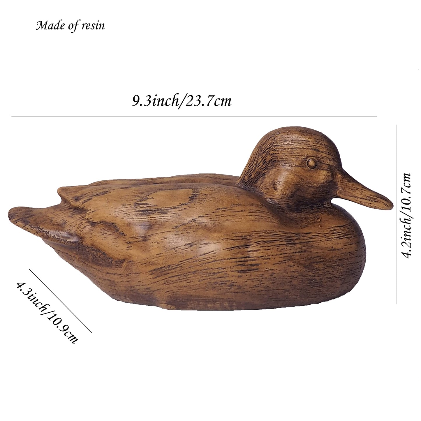 Hymmah Wooden Texture Duck Home Decor Statue Rustic Home Decorations for Living Room, Boho Sculpture Resin Animal Collectible Figurines for Indoor Decor