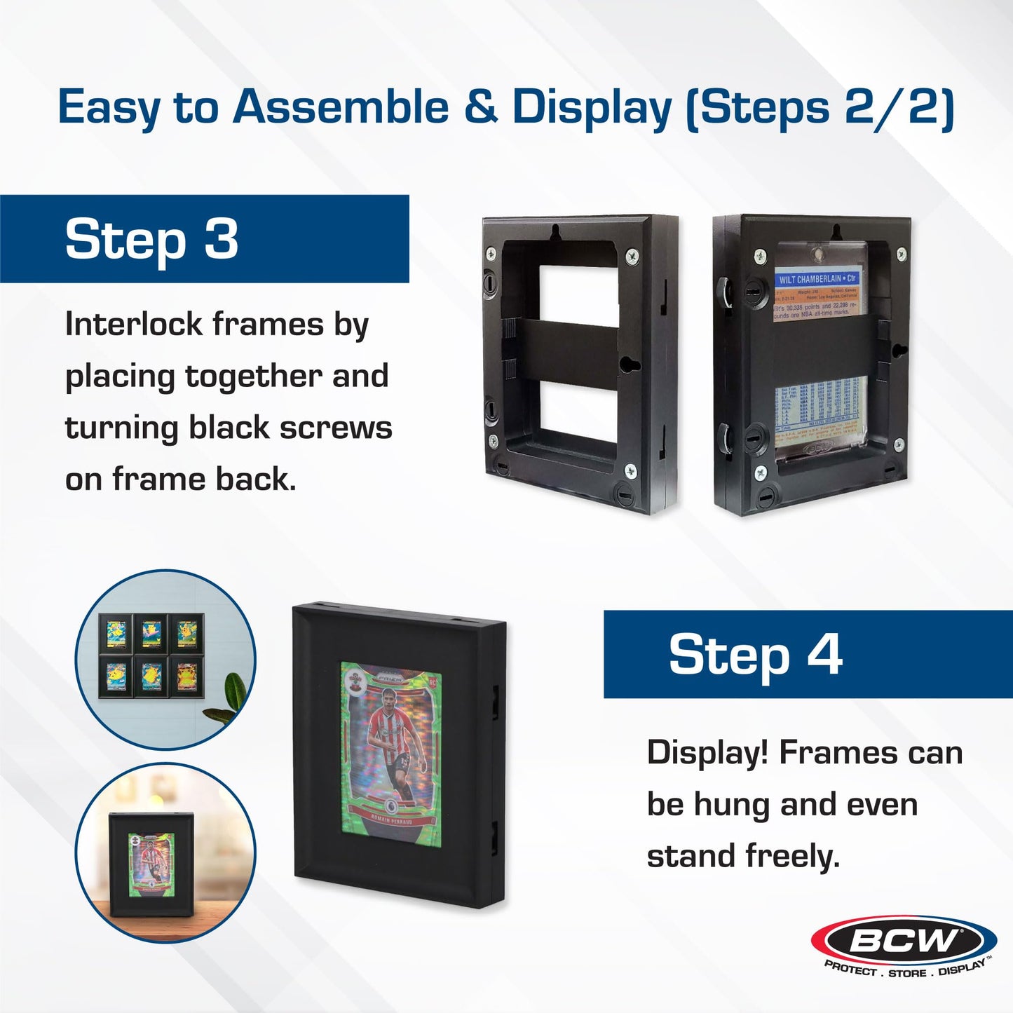 BCW Interlocking Card Frames - Black | Interlocking Frames Ideal for Collectibles, Trading Cards, and Memorabilia | Wall Display Frame (Standard Cards - 6 Pack)