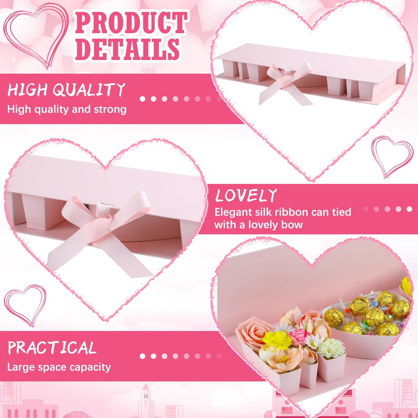 Ireer 6 Pcs Mom Flower Gift Box Letter Shaped Fillable Cardboard Boxes for Mother's Day Empty Floral Arrangement Box for Flowers Chocolate Strawberries Treats and DIY Mother Gifts(Pink,Mom)