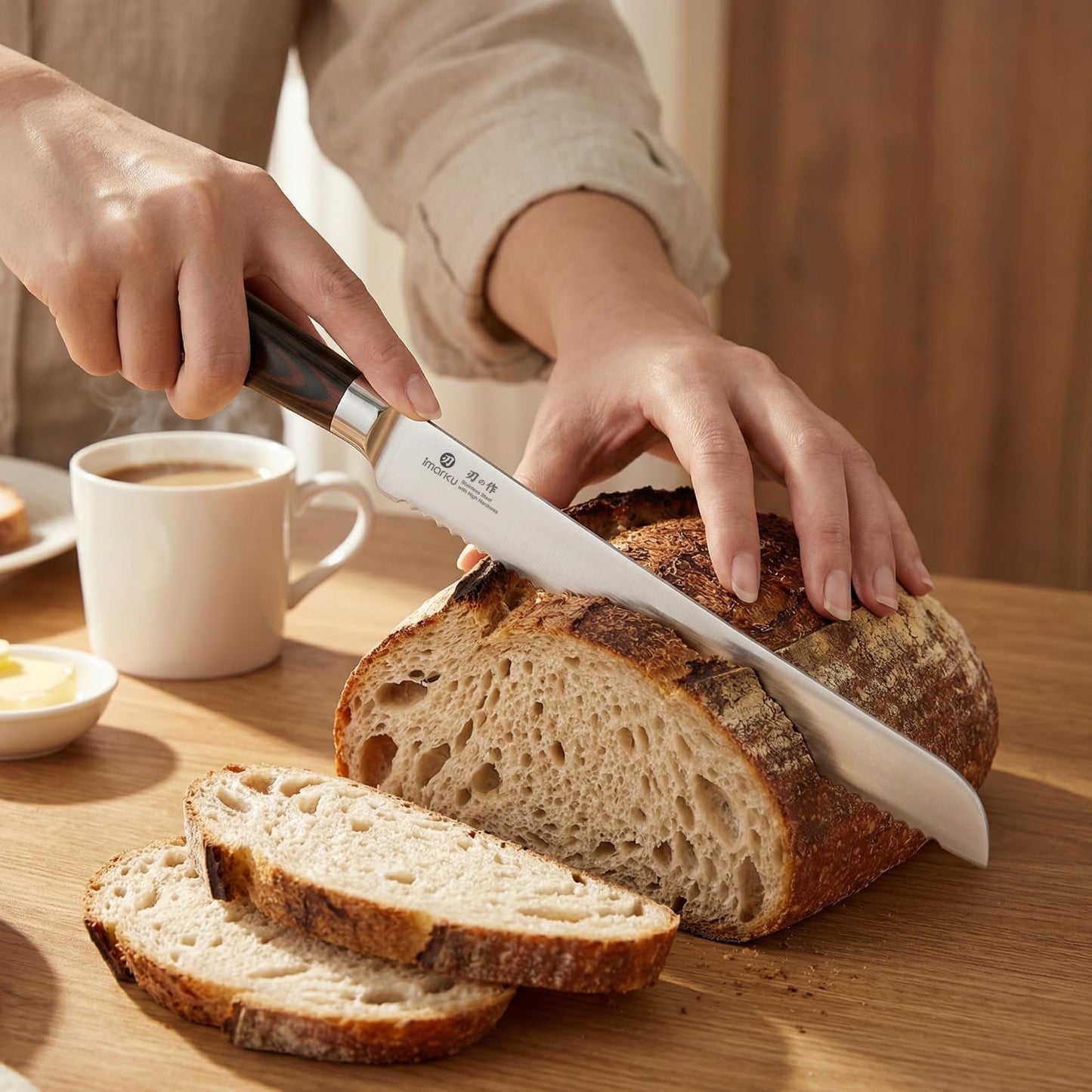 imarku Bread Knife, German High Carbon Stainless Steel Professional Grade Bread Slicing Knife, 10-Inch Serrated Edge Cake Knife, Bread Cutter for Homemade Crusty Bread, Fathers Day