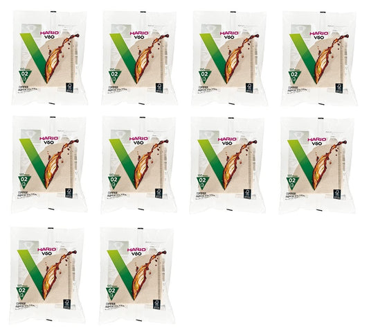 10Set X Hario 02 100-Count Coffee Natural Paper Filters, 10 Pack Value Set (Total of 1000 Sheets) by Hario