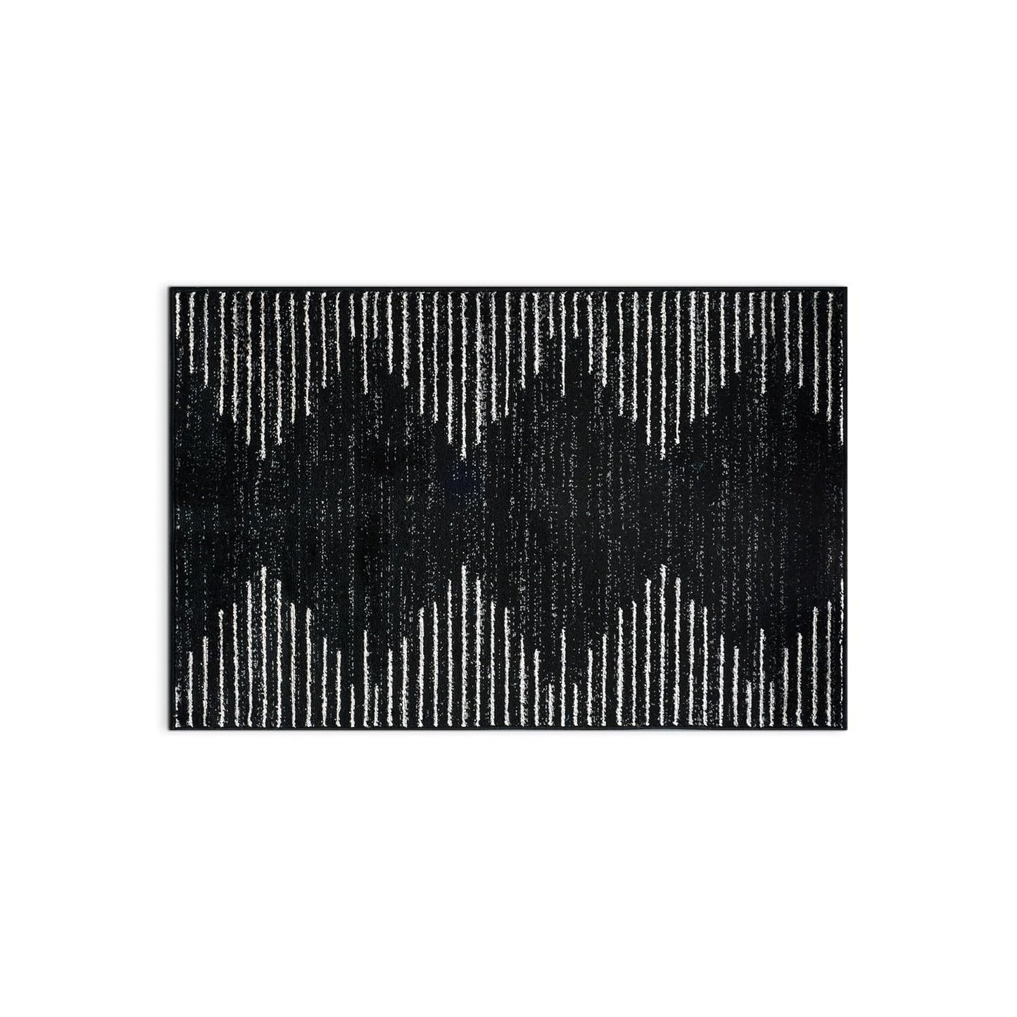Rugshop Bohemian Stripe Stain Resistant High Traffic Living Room Kitchen Bedroom Dining Home Office Area Rug 2' x 3' Black