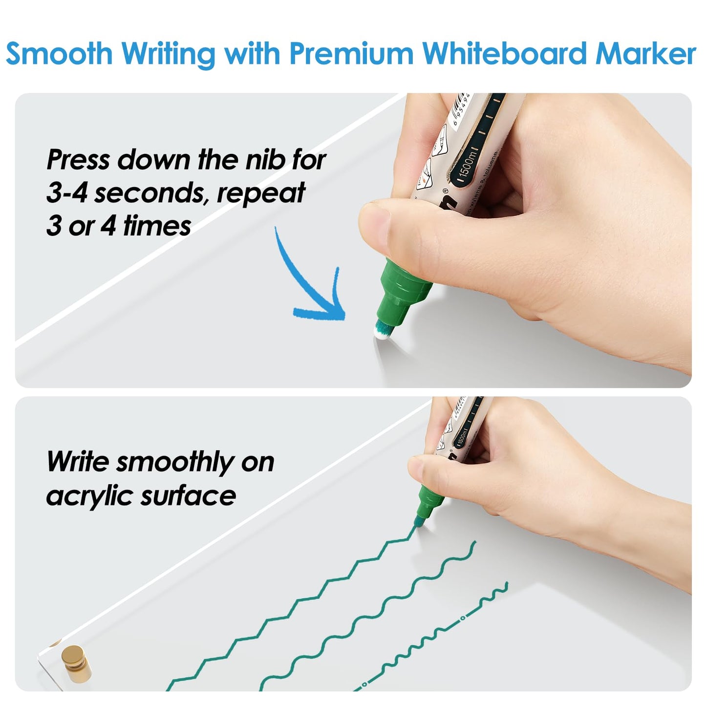 MaxGear Acrylic Dry Erase Board, 18''x24'' Clear White Board for Wall, Non Magnetic Floating White Board for Wall with Marker Holder, Markers and Eraser, for Office, School, Restuarant