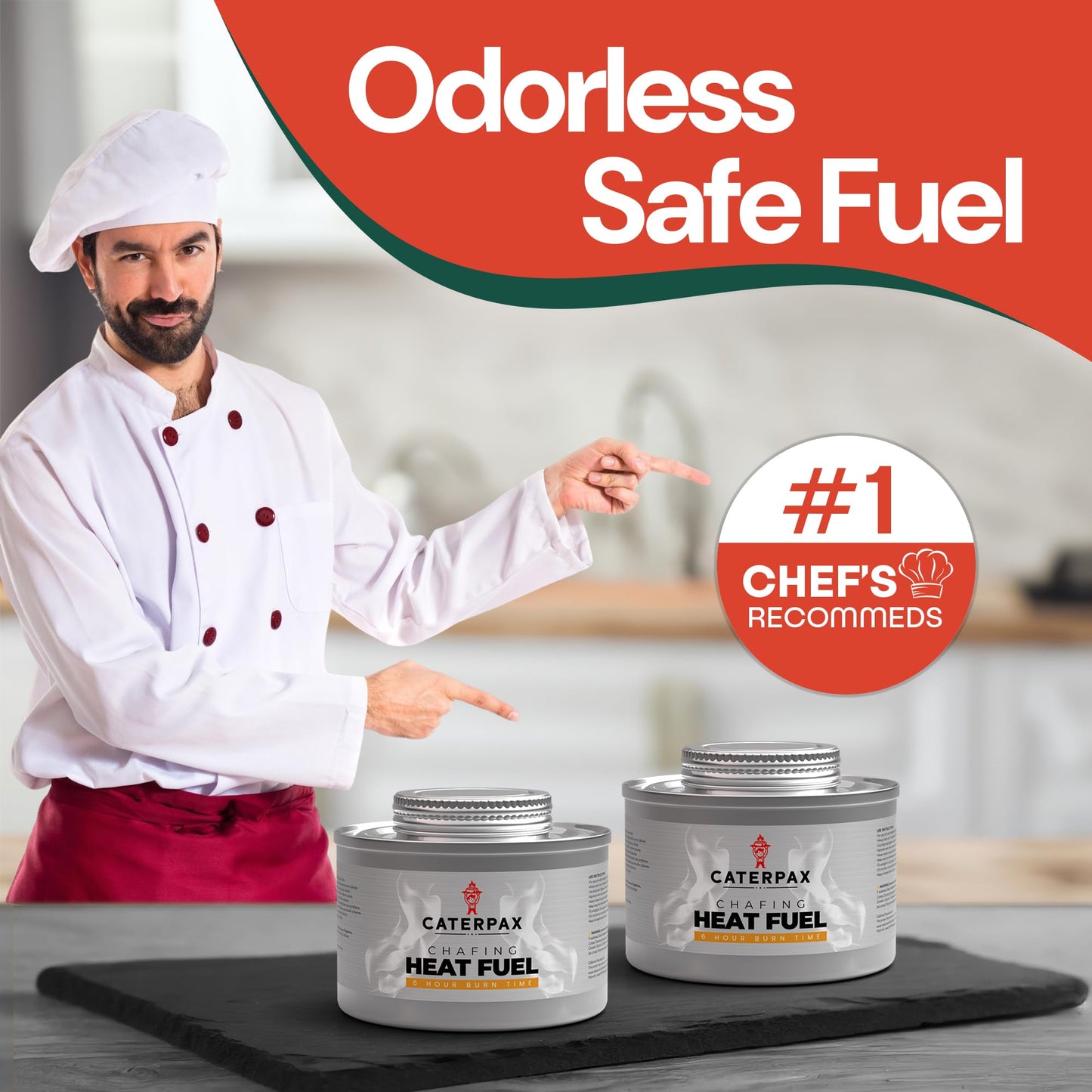 Caterpax - 24 Pack - 6 Hour Chafing Fuel Cans for Food Warmers & Chafing Buffet Trays – Odorless, Smokeless, Long Burn Wick, Easy Lighting, Liquid Fuel, Indoor Safe Buffet Fuel