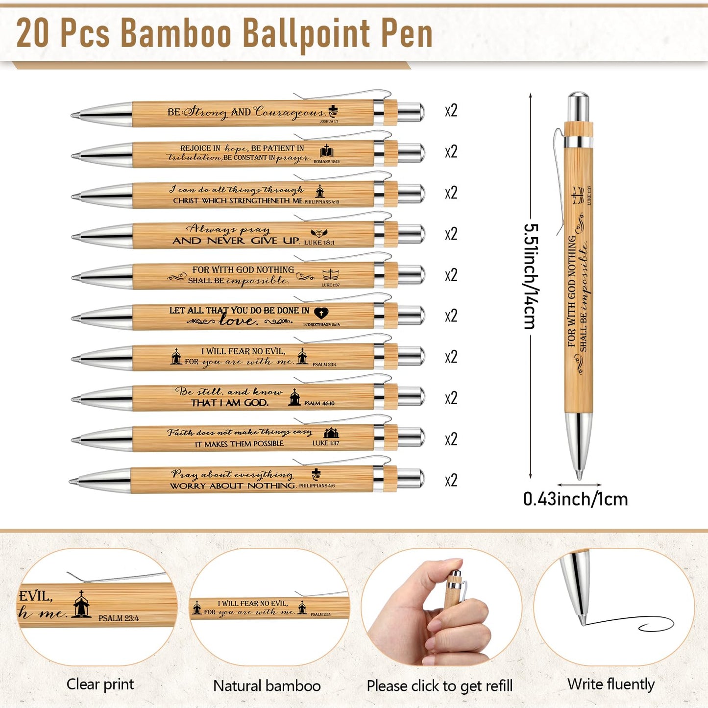 Kosiz 40 Pcs/20 Set Fathers Day Church Gifts Bulk, Christian Bible Prayer Journal with Sticky Note, Bamboo Pens, Spiral Notebook 5.3 x 4.1 in Faith Based Gifts for Study Groups(Kraft,Tree of Life)