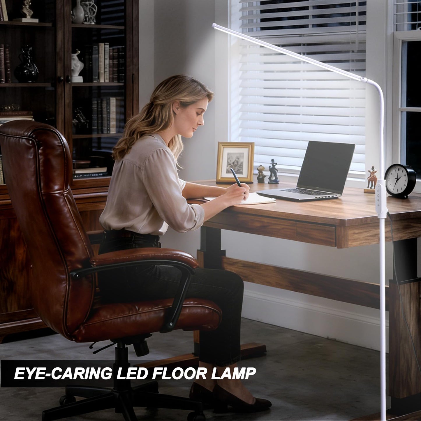 CGBE Extra-Long LED Lash Light: 23.6" Floor Lamps for Student Reading - 360° Adjustable Gooseneck Floor Light for Nail Technician - Touch Control Lash Lamp for Eyelashes