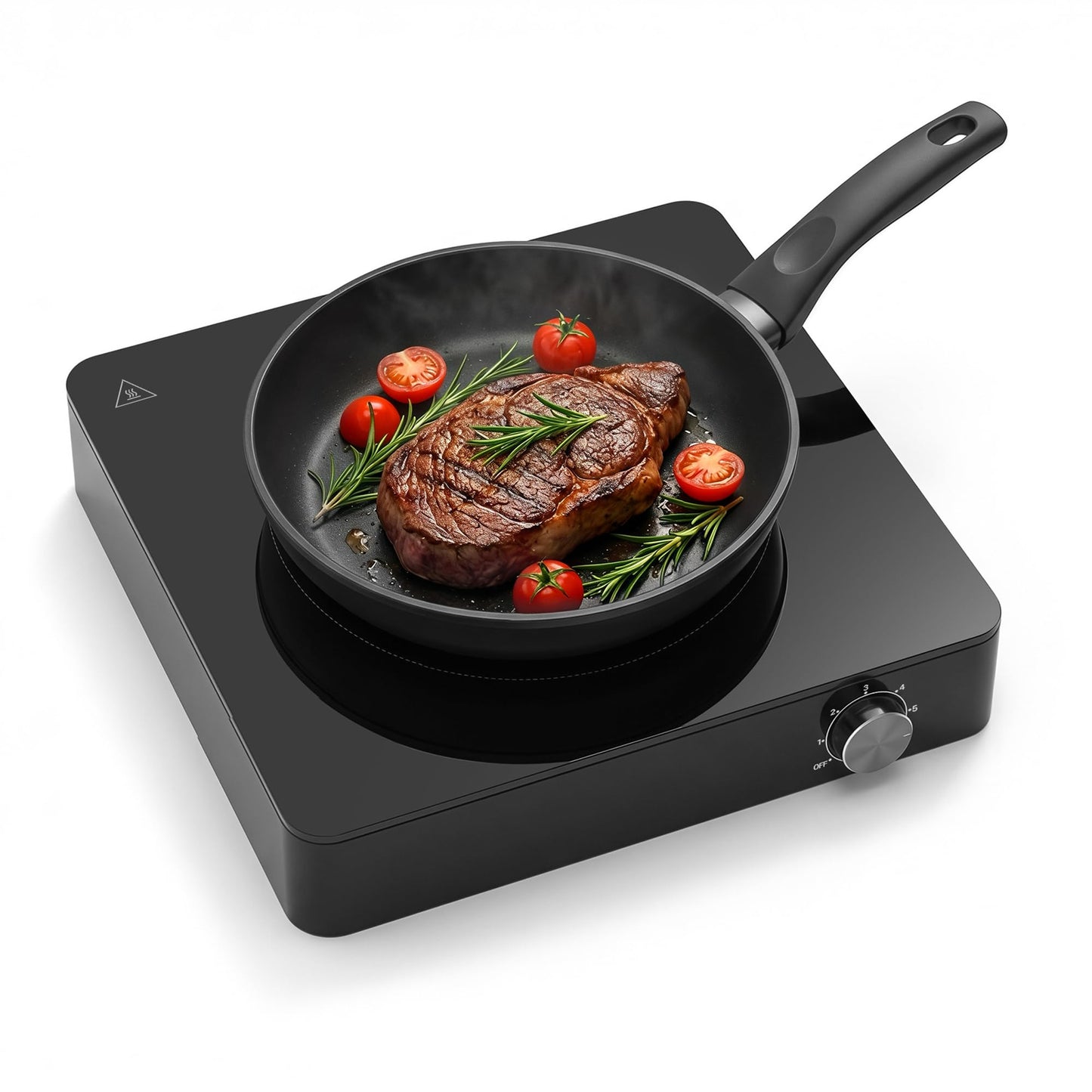 1200W Hot Plate: Portable Electric Burner with Boil-Dry Protection & 6 Heat Settings – Electric Stove Compact Cooktop for RV, Dorm, Office & Small Kitchens, Road-Ready & Safe