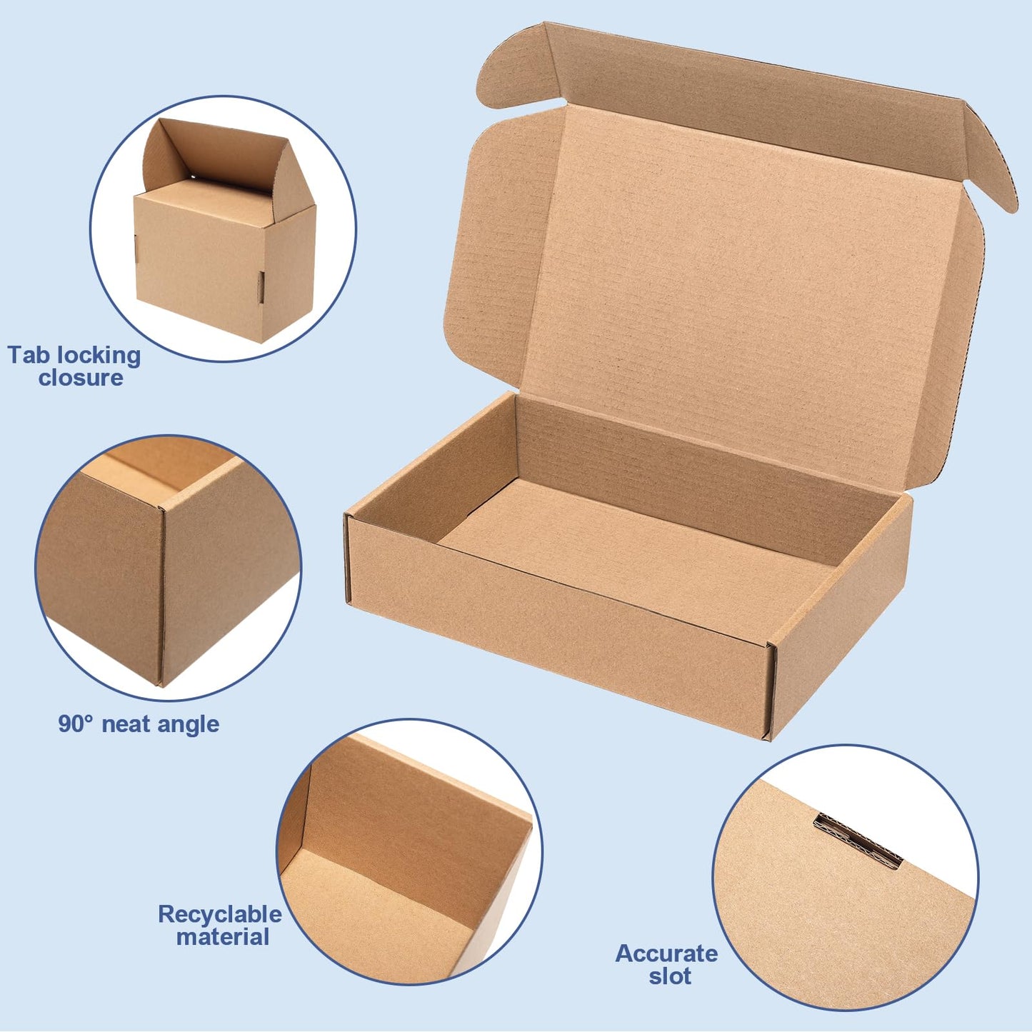 Wowxyz Brown Shipping Boxes 13x10x2" 30 Pack - Corrugated Cardboard Box Mailers for Small Business, Kraft Medium Literature Mailer Packaging Supplies