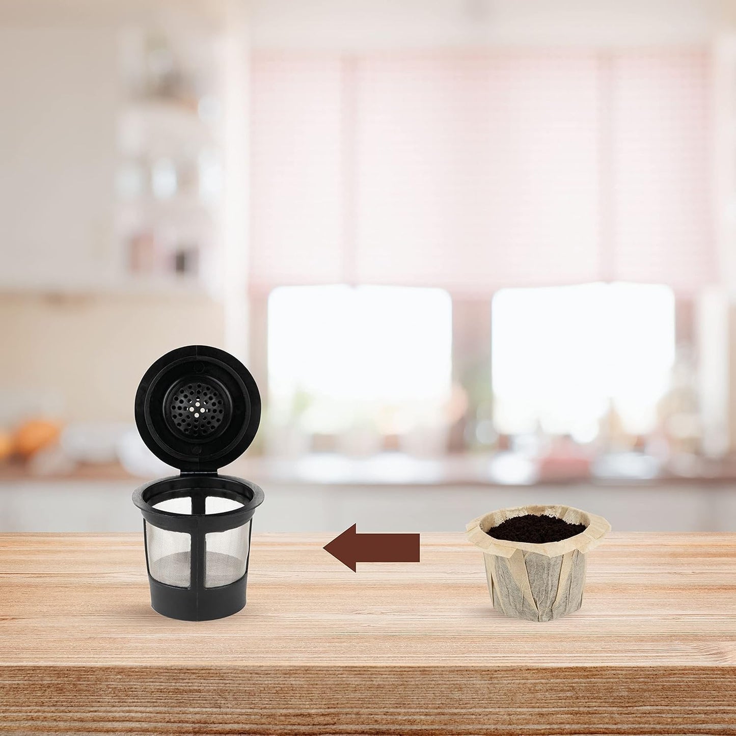 Brew Addicts 600 Paper Coffee Single-Use Filters, Brown, All-Natural & Unbleached for Keurig Brewers and Compatible with K-Cup Pods 1.0 & 2.0 Models, Disposable filters