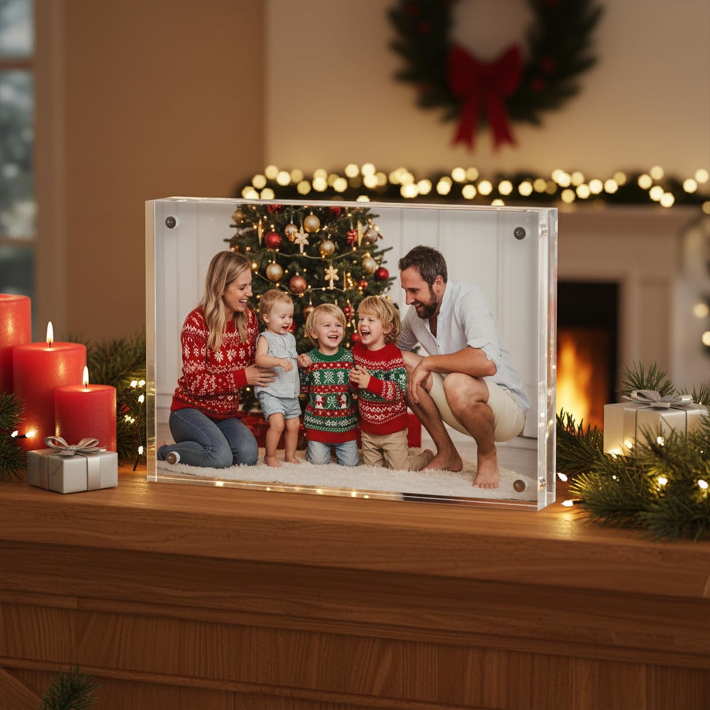 Fixwal 5x7 Acrylic Picture Frame, 6 Pack Clear Double-Sided Magnetic Frames Set, Frameless Photo Frames for Desktop Tabletop Display