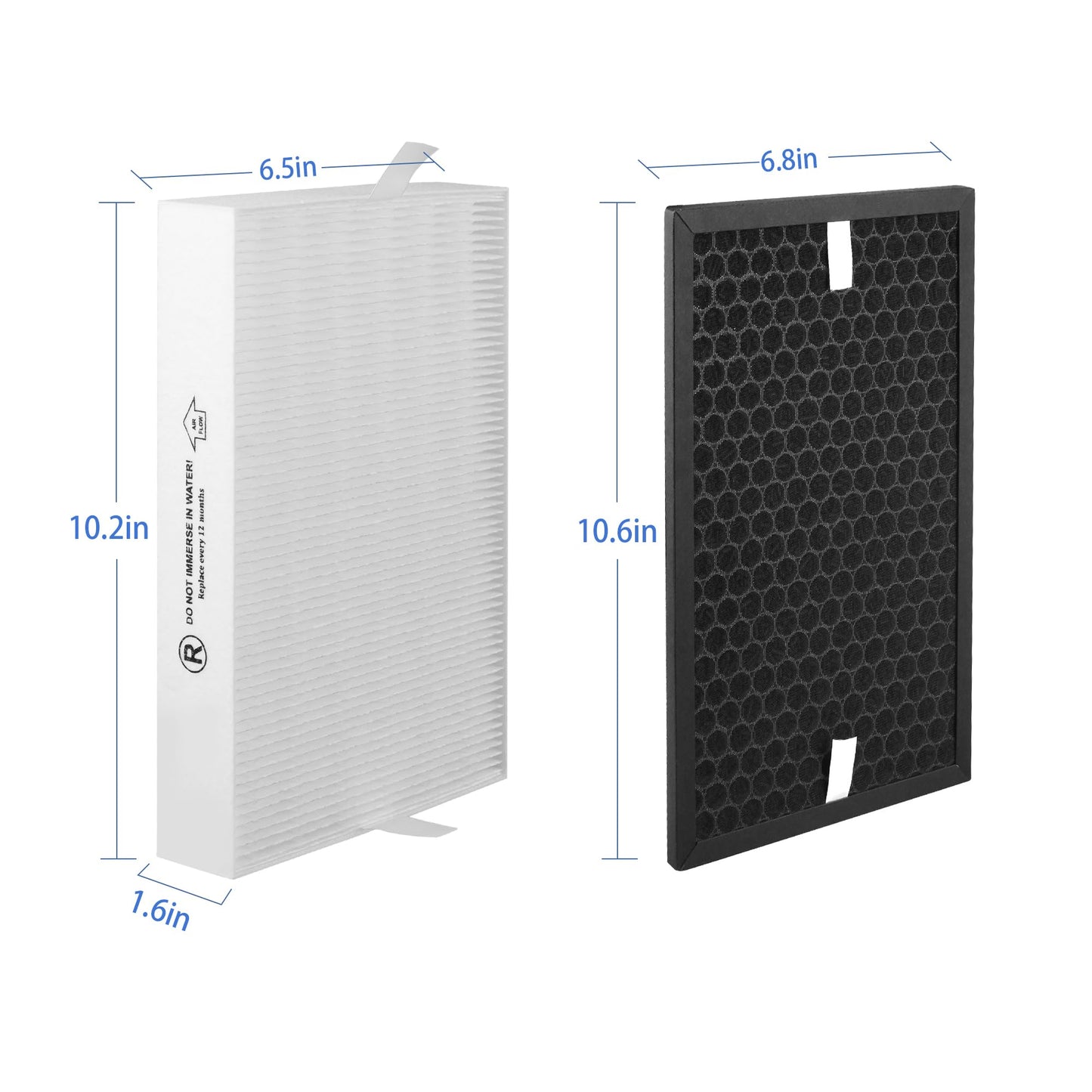 Breshair HPA5200B True HEPA Replacement Filter Compatible with HPA 5200 5220 5250 3200 Air Purifiers, 2 R HEPA, 2 S Carbon and 4 A Pre-Filters, Part # HRF-R HRFSC1 HRF-ARVP200 HRF-A200