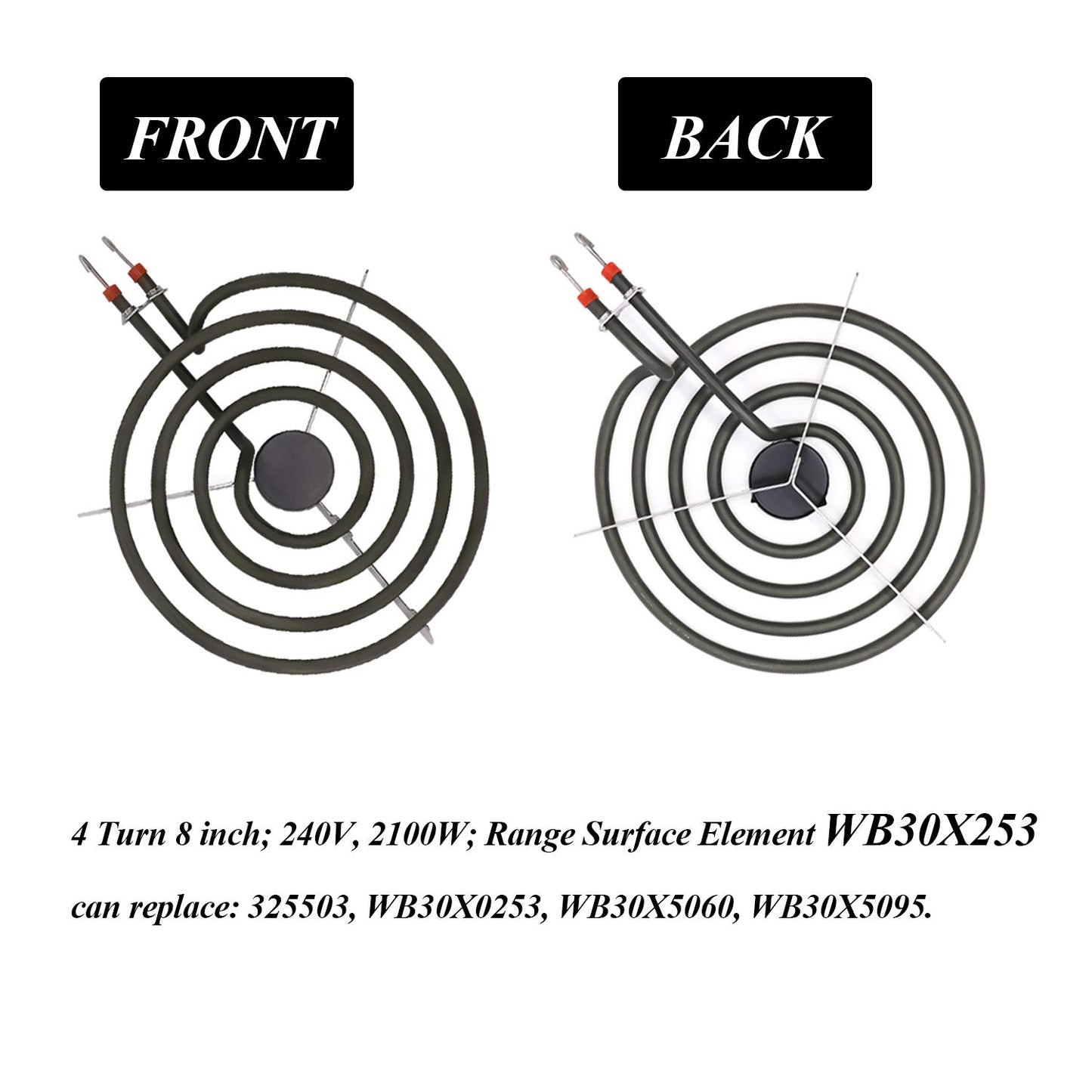 AMI PARTS SP22YA Electric Range Burner Element Unit Set Replacement Fit for G-E Hot-point Ro-per Ken-more Range Stoves (1 x WB30X253 8" & 3 x WB30X254 6")