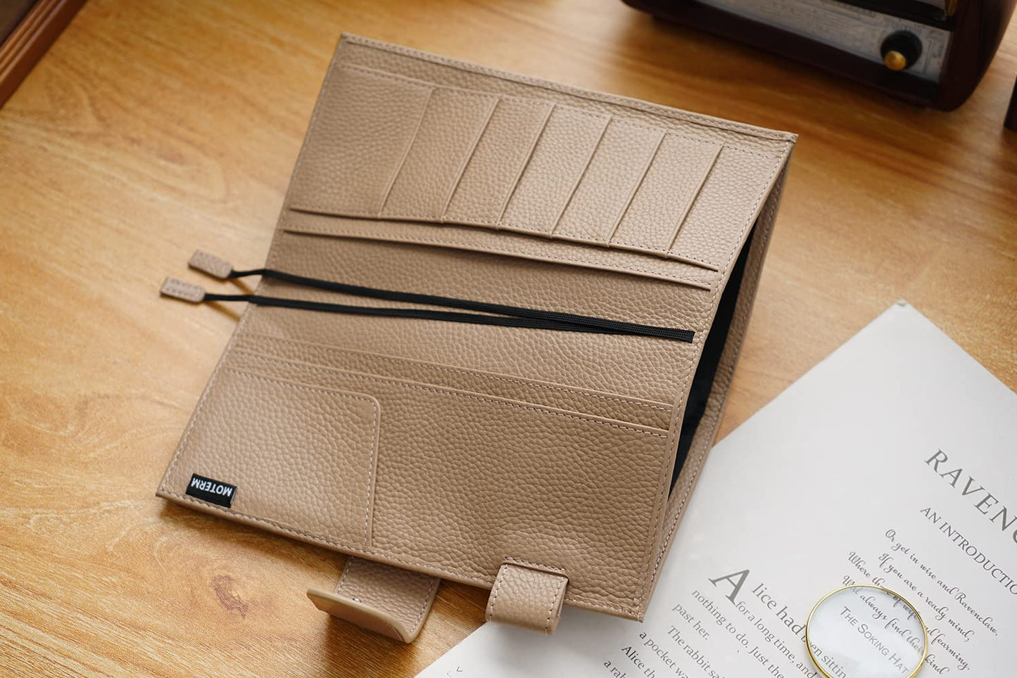 Moterm Leather Cover for Hobonichi Weeks - Fits Hobonichi Weeks/Weeks Mega, with Back Pocket (Pebbled-Taupe)