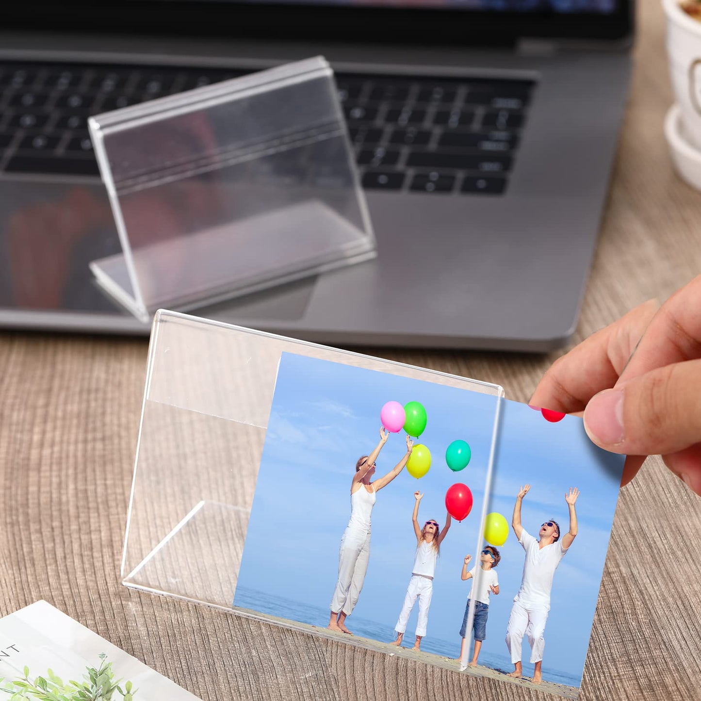 Teling 100 Pcs 3.5 x 5 Inch Acrylic Picture Frame Slant Back Photo Frame Clear Sign Holder Mini Acrylic Display Holder L Shaped Display Stand for Classroom Home Office Decorating Supplies