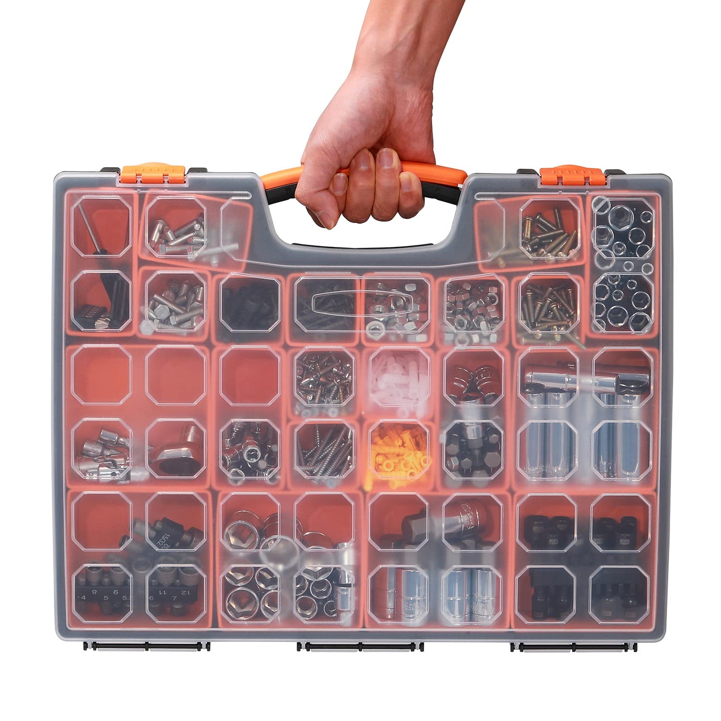 EMENTOL 2PCS Multi-Purpose Portable Organizer Box Set with 44-Removable Compartments, 2 Pieces Professional Boxes with Dimension 16.2"L*13"W*2.3"H