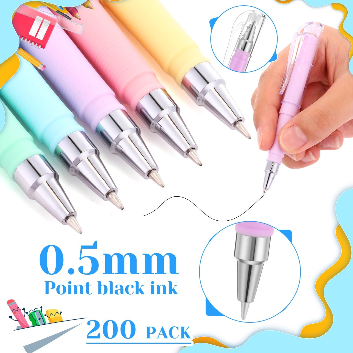 Sayglossy 200 Pack Pocket Mini Pen Bulk 0.5mm Gel Pen Fine Point 4.16 Inch Pocket-sized, Quick-dry Smooth Writing for Journaling, Notebooks, Planner, Office Supplies(Macaron Color)