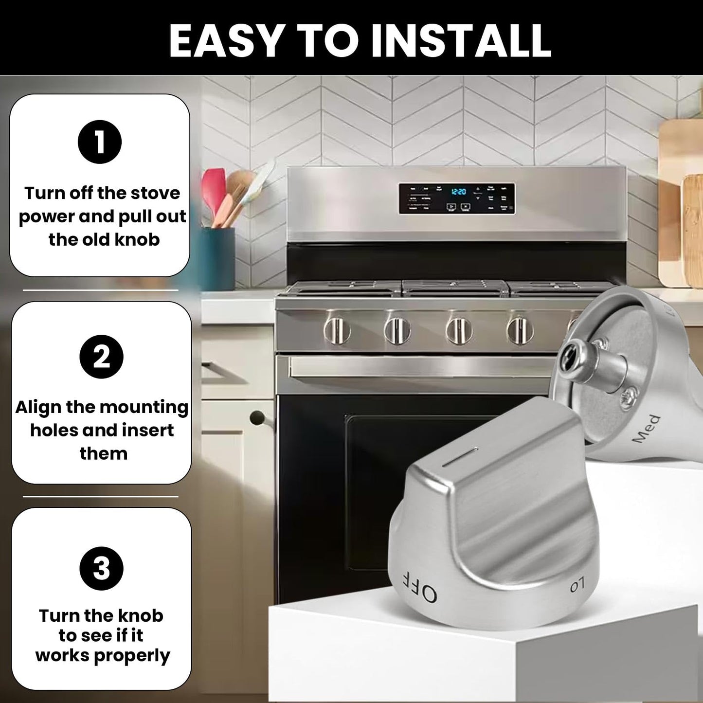 W11239985 W10850015 Range Control Knobs Replace 4845290 AP6333411 PS12578779 PD00061875,Compatible with Whirlpool Gas Stove WFG525S0HZ1 WFG550S0HZ0 WFG525S0HZ0 WFG525S0JV0,5PCS