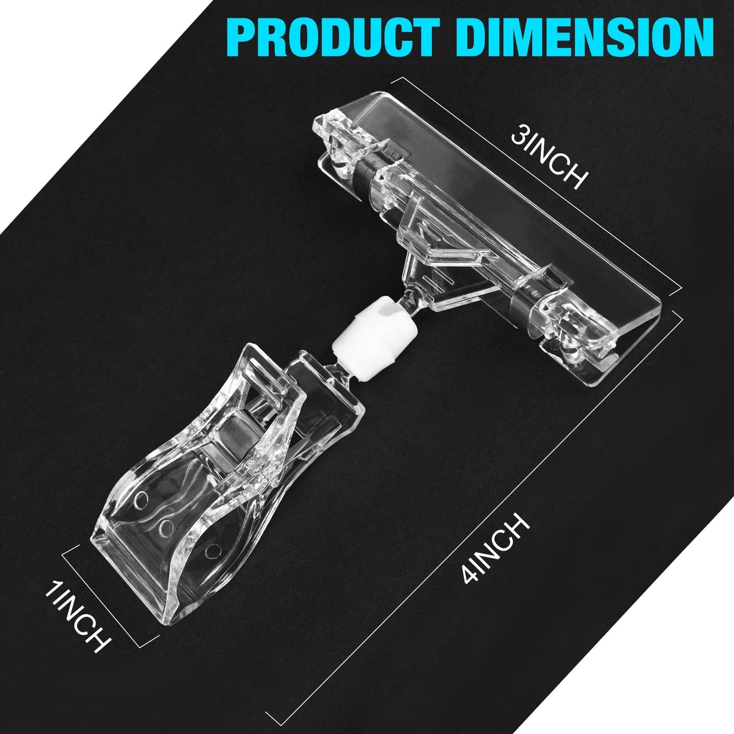 Clear Sign Clips on Merchandise Display 60 Pack Plastic Label Pop Clips on Sign Holder Shelf Double Sided Swivel Price Tag Clips on Clothing Rack Signs Rotatable Menu Clips for Sale Retail Display