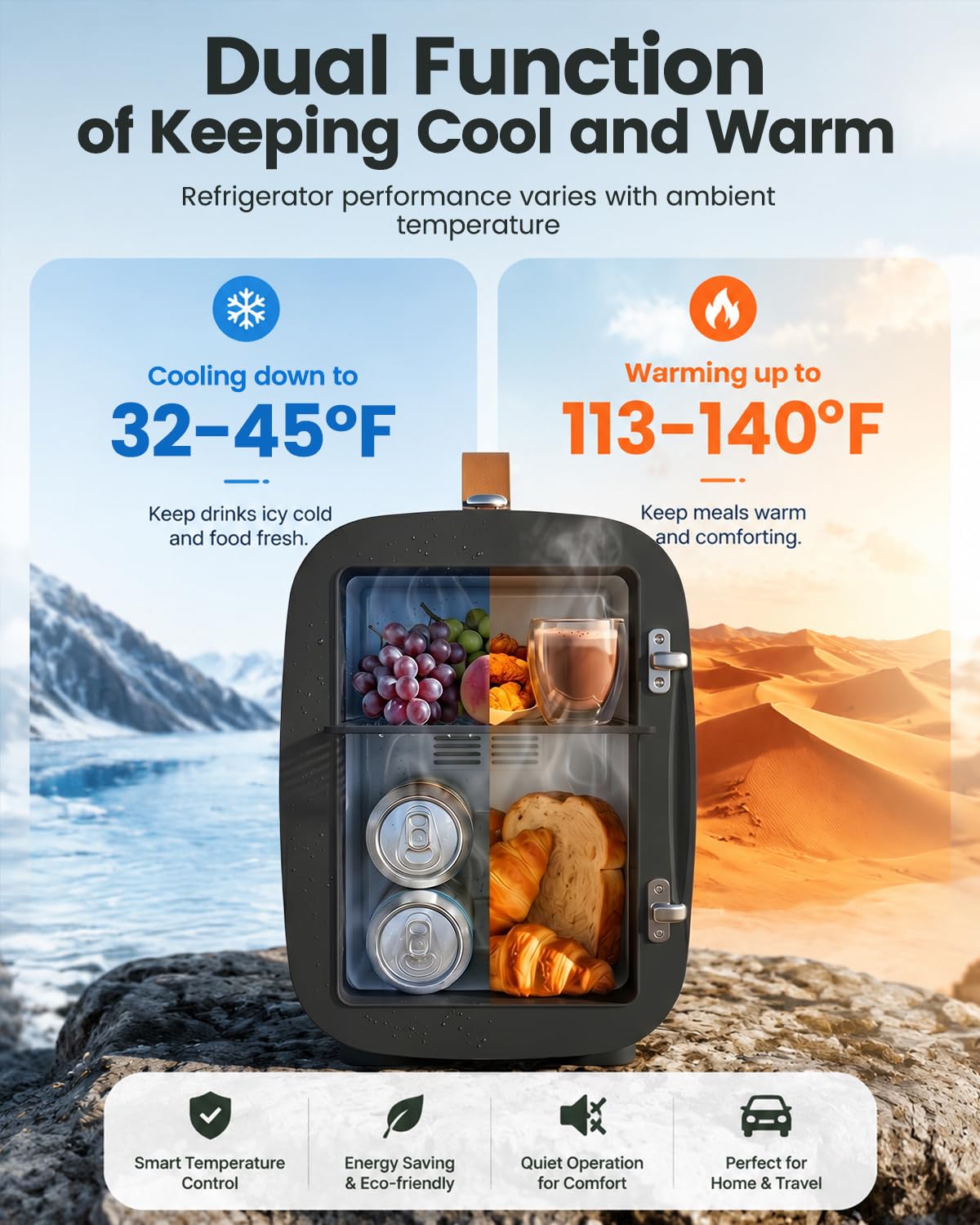 FANSEXPERT Cosmetic Fridge, Portable Mini Fridge for Skincare Food Drinks, 4L/6 Can Electric Plug In Cooler & Warmer, AC/DC Skincare Refrigerator for Bedroom Office Car Dorm (Black)