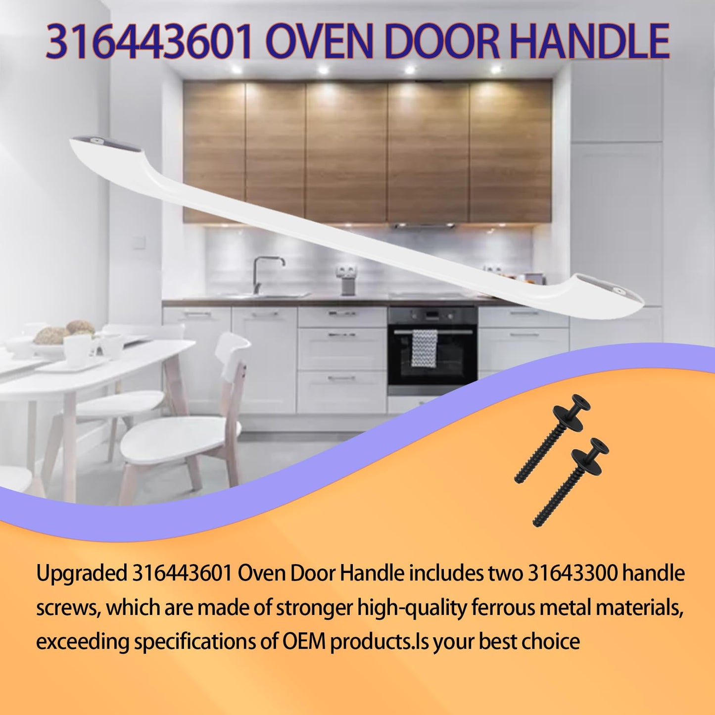 2026 Upgraded 316443601 Oven Door Handle Compatible Frigidaire Kenmore Electrolux Range Oven Stove Handle Replaces AP3906094 PS1147400(Include 2 PC Handle Screws) 2-Year Warranty