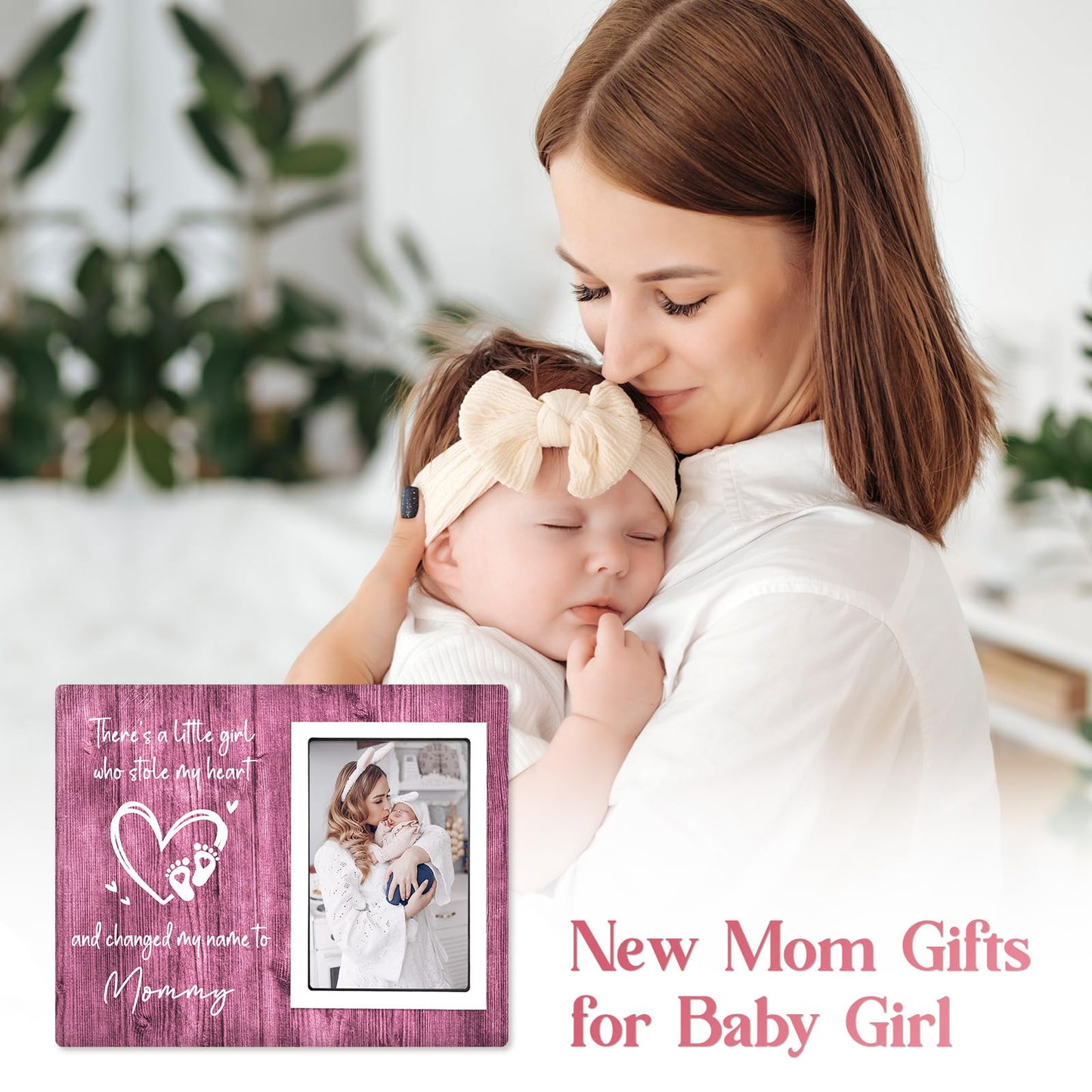 SteadStyle Mothers Day New Mom Gifts for Baby Girl – Mom Picture Frame from Newborn Daughter, Shower Gift for Girl, First Mother’s Day Present, Registry Must Have Keepsake, Fits 4x6 Photo