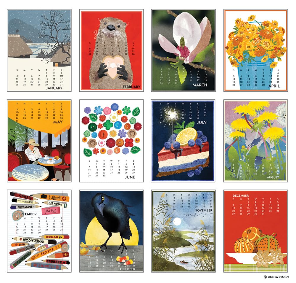 Linnea Design 2026 Poster Calendar 11 x 14" Artwork by Johanna Riley