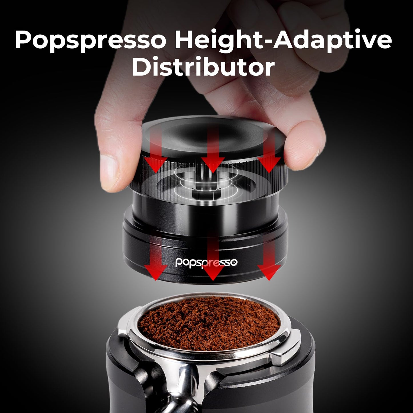 Popspresso 53.3mm Coffee Distributor, Dual Bearing & High Speed Spinning Magnetic Espresso Distributor, Coffee Leveler with 9-Blade Stainless Steel, Even Espresso Grounds in 1~2 Rotations, Non-stick