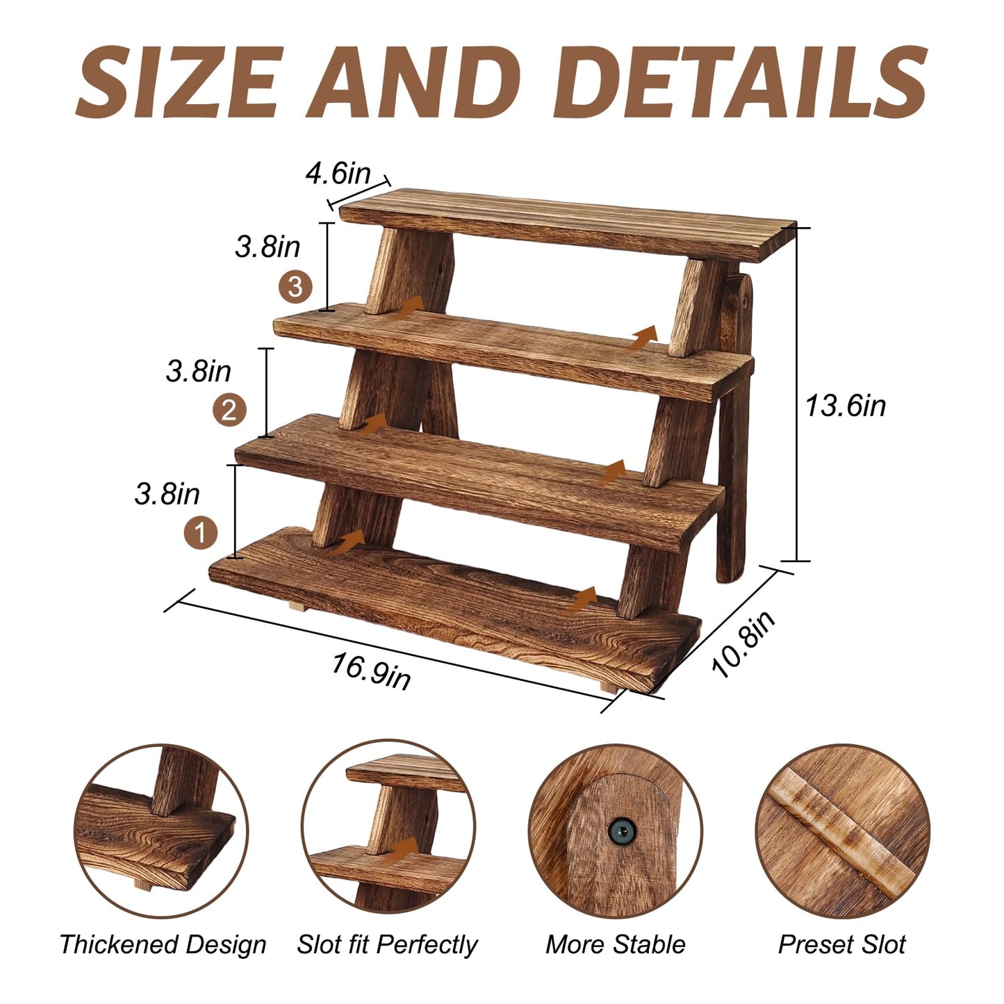 Fumingpal 2Pcs Wooden Cupcake Stand - 4 Tier Cupcake Display Stand, Rustic Tiered Display Stand, Tool Free Installation Cupcake Stand for Birthday Party Decoration Supplies