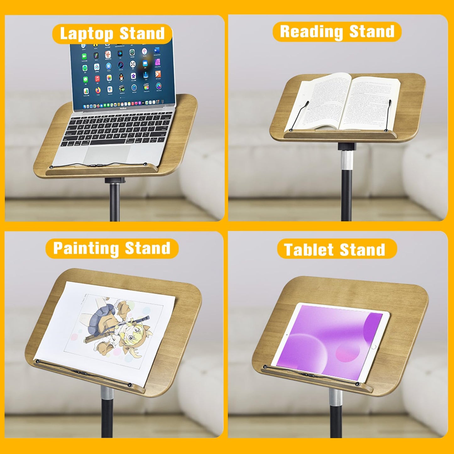 MAKUANG Music Stand for Sheet Music, 4-in-1 Book Holders for Reading Hands Free, Book Stand for Reading, Projector Stand with 180° Rotation Height Adjustable Book Holder Stand for Laptop - 170 cm