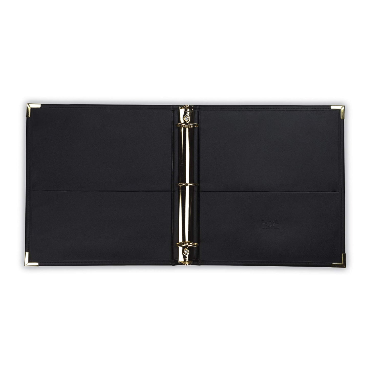 Samsill Classic Collection Leather 3 Ring Binder, Executive Presentation Portfolio, 1.5 Inch (Holds 325 Sheets), Brass Round Ring, Black