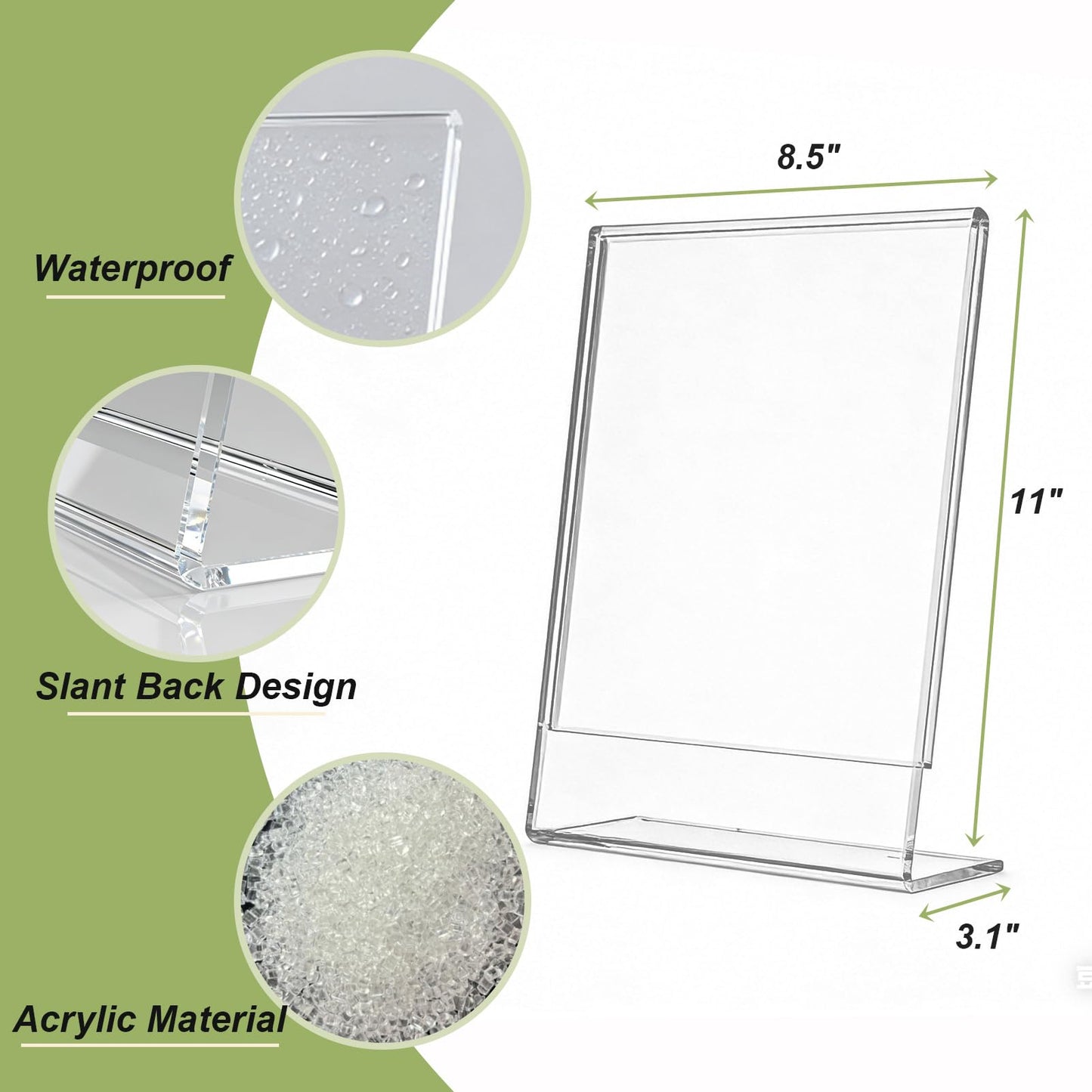 SVOPY Acrylic Sign Stand Holders - 8.5 x 11 Clear Plastic Table Paper Display Stand, Suit for Displaying Posters, Picture, Flyers, Menu - 10 Pack