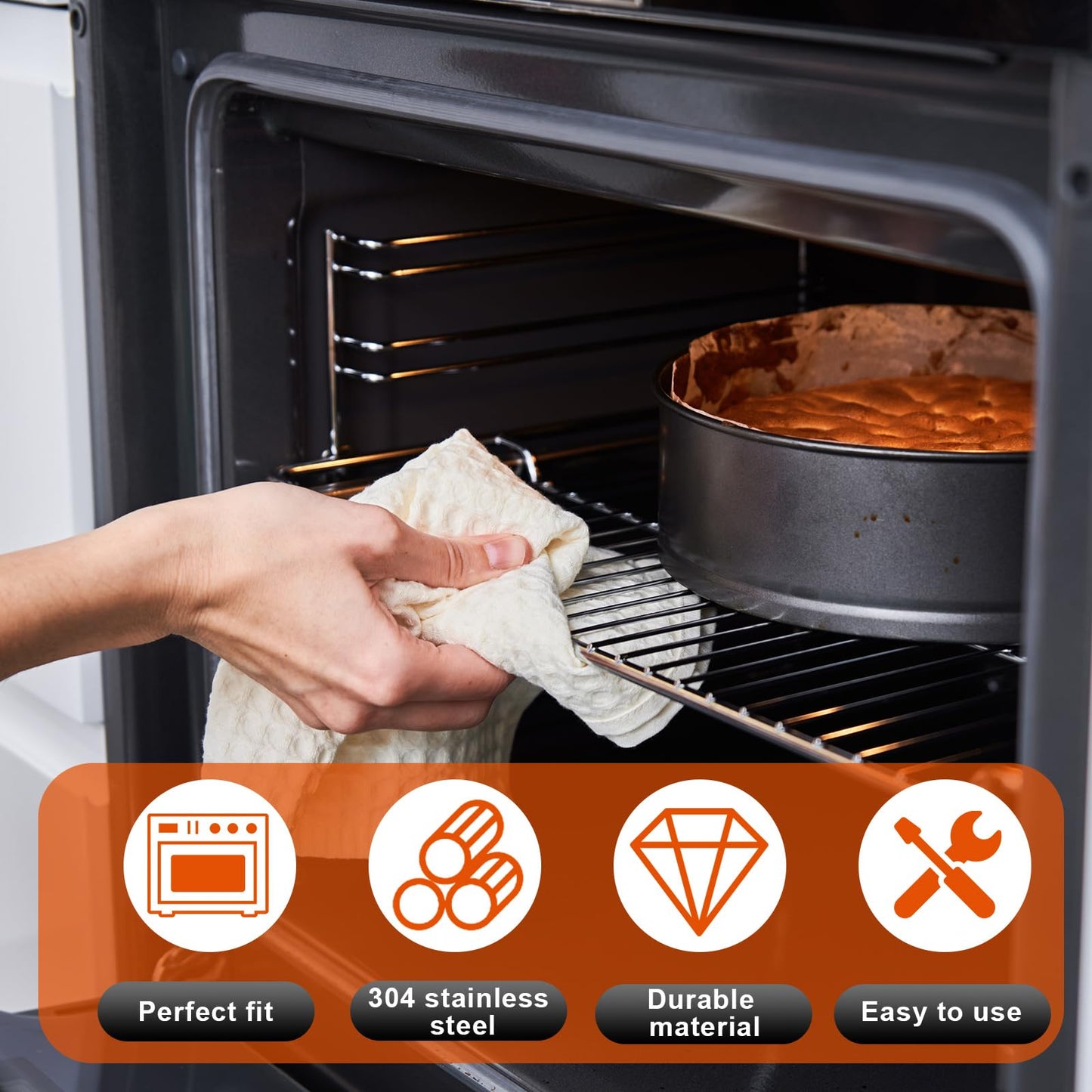 Zonon 2 Pcs Oven Racks Replacements 24-3/16 x 16 Inch Oven Grill Rack 304 Stainless Steel Compatible with Replace Range Stove