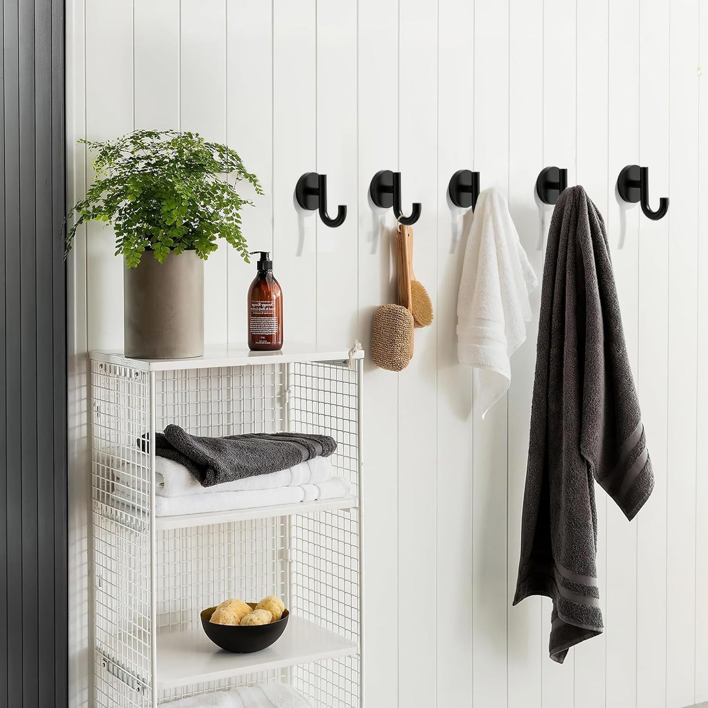 LONHECAN 3 Pack 3-inch zinc Alloy Black Robe Hooks, with Screws, Suitable for Bathroom Towel Hooks, Garage and Multi-Room wall-Mounted Racks in the Laundry Room