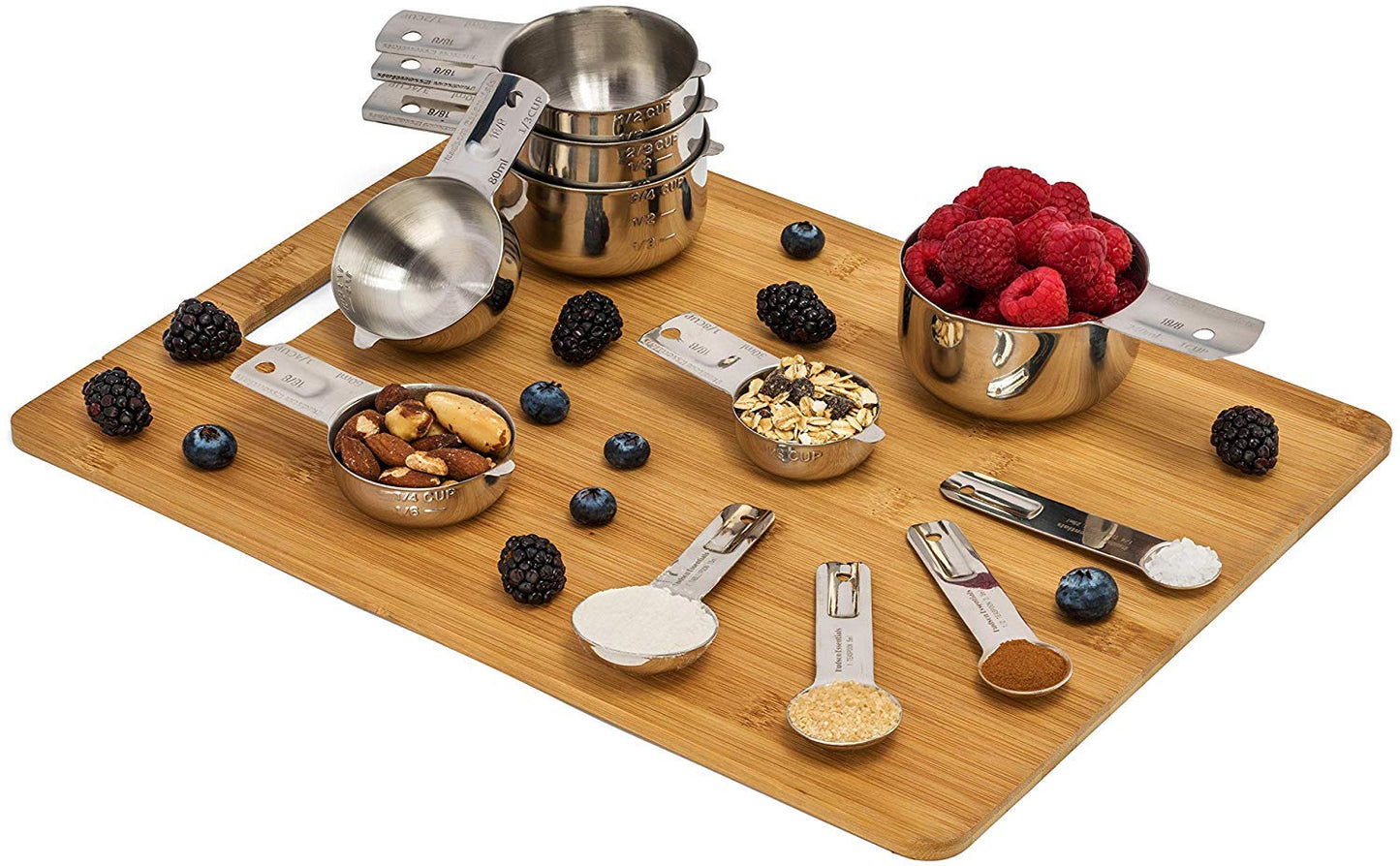 Hudson Essentials Stainless Steel Measuring Cups and Spoons Set - Stackable Set with Spout (11 Piece Set)