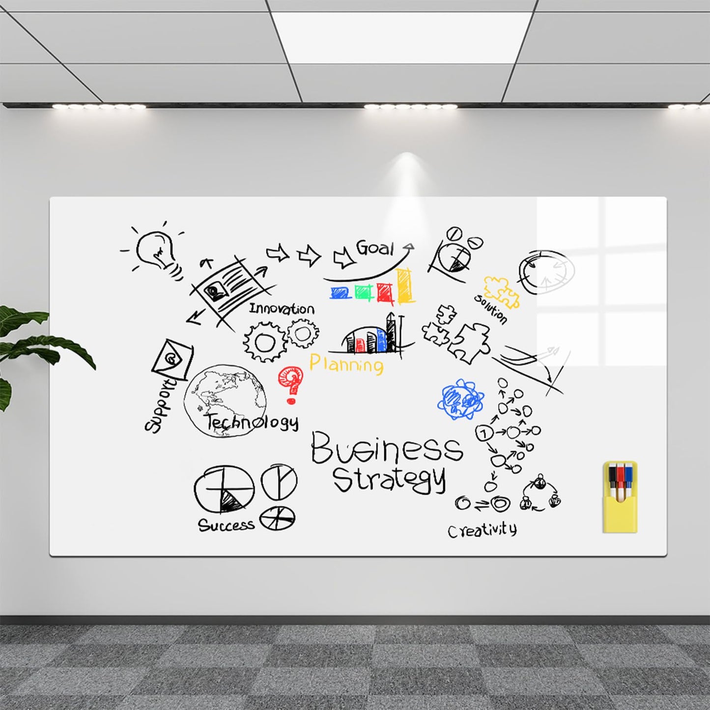 Magnetic Whiteboard Contact Paper 24" x 79" Peel and Stick Dry Erase White Board for Wall Self-Adhesive Decal Wallpaper Sticker for Office, Home, with Marker, Eraser and Magnet