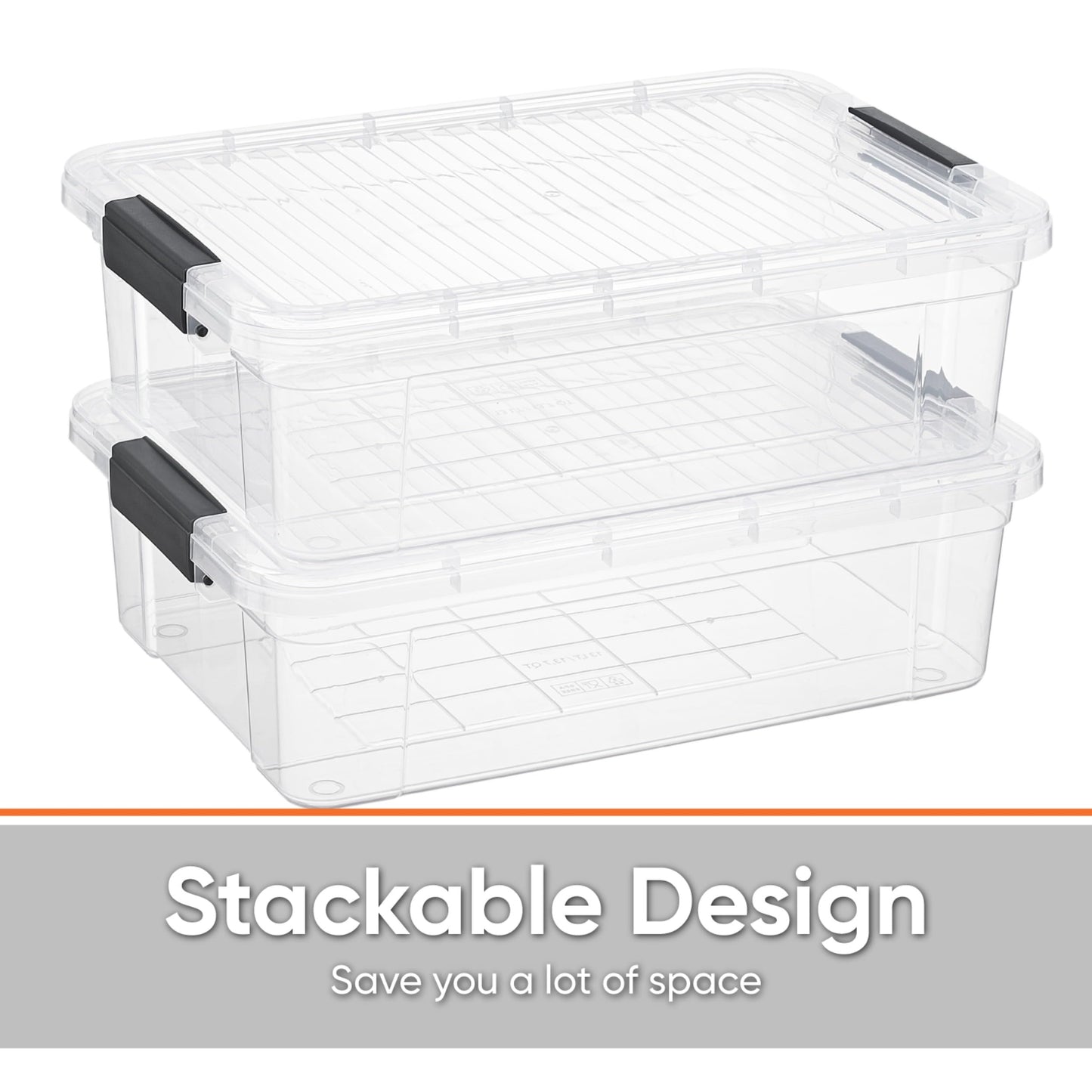 Superio Clear Storage Box with Lid, 13.7 Quart Plastic Container Bins for Organizing, Stackable Crates, BPA Free, Non Toxic, Odor Free, Organizers for Home, Office, School, and Dorm