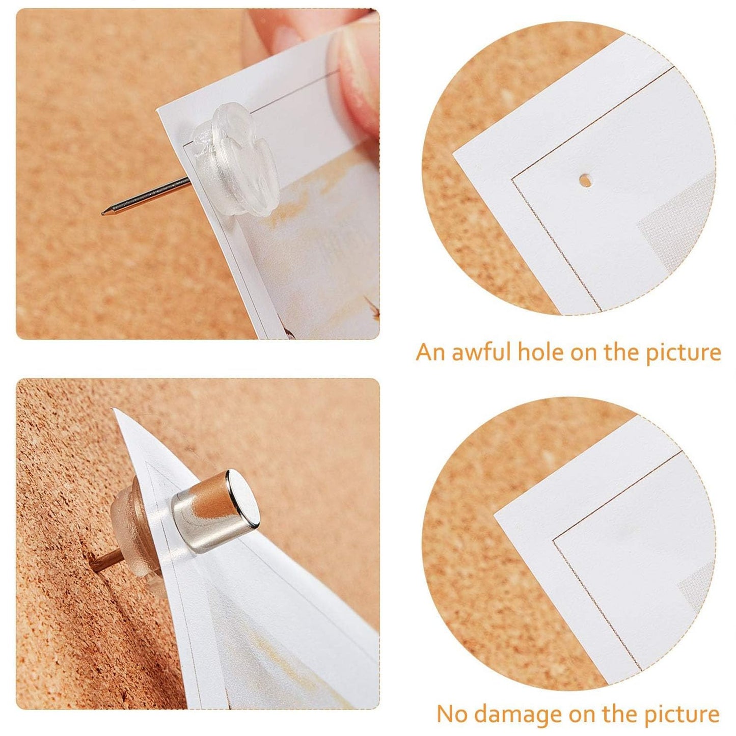 Outus 100 Sets Magnetic Push Pin Magnet Thumb Tack Poster Hanger Thumb Tacks for Wall School Supplies Classroom Decoration Bulletin Boards (Silver)