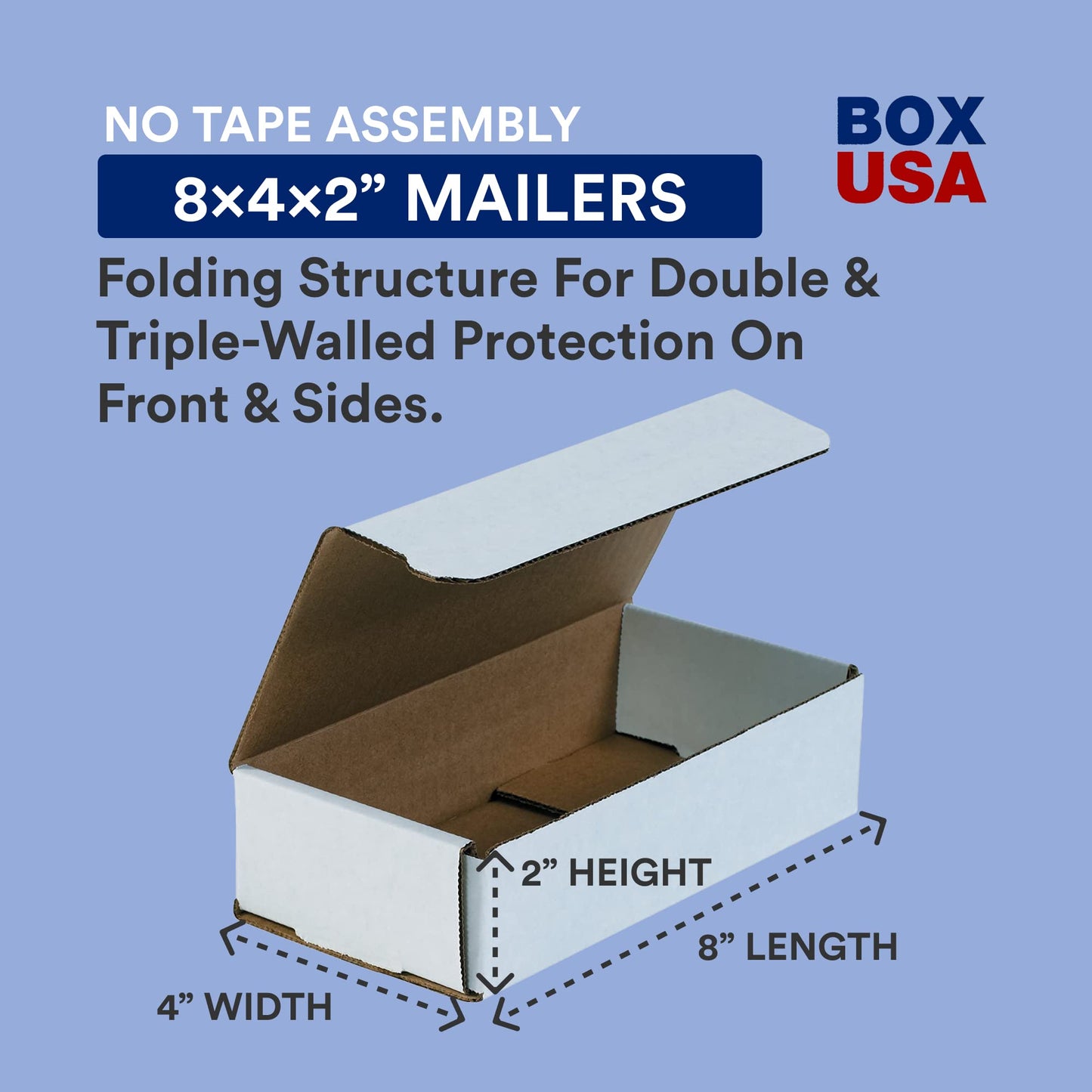 Box USA Moving Boxes Small 8"L x 4"W x 2"H, 50-Pack | Corrugated Cardboard Box for Packing, Shipping and Storage 8x4x2 842