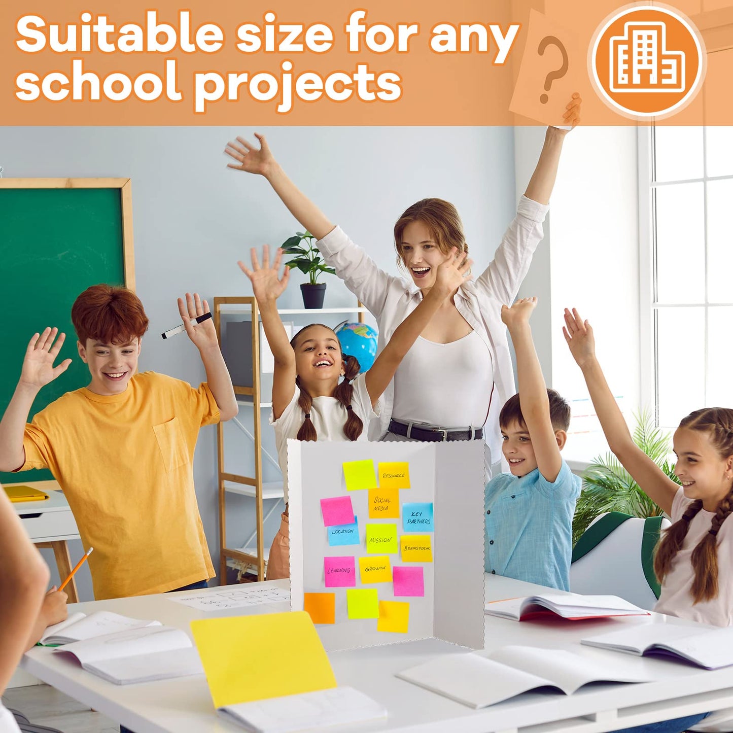 Ctosree 24 Pcs 14 * 22 Inch Tri Fold Poster Board Bulk, Science Fair Project Display Paperboard, Single Wall, Lightweight Presentation Board (White)