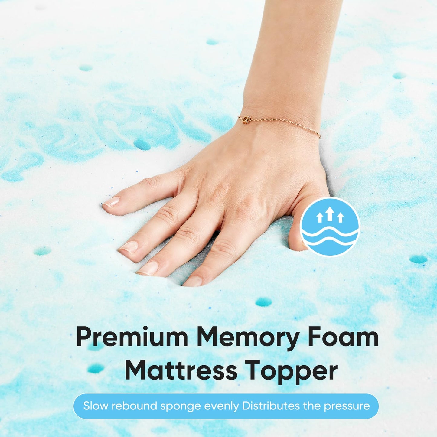 OLIXIS Gel Memory Foam Mattress Topper, Queen 3 Inch, Cooling Gel Infused Soft Comfy Breathable, Pressure-Relieving, CertiPUR-US Certified
